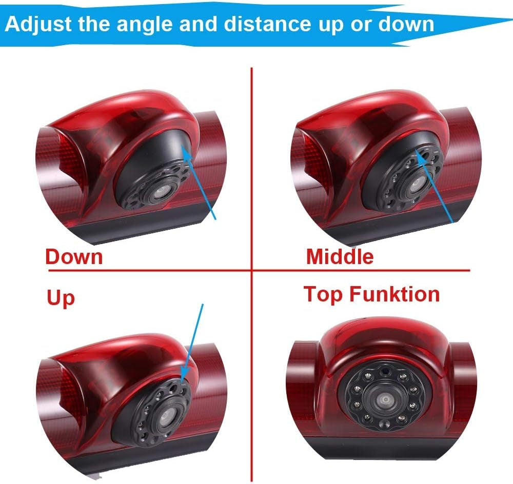 New Version Car Third Roof Top Mount Brake Lamp Camera Brake Light Rear View Backup Camera+4.3" Reverse Screen for Chevrolet Express GMC Savana Vans Exporer Vans Cargo