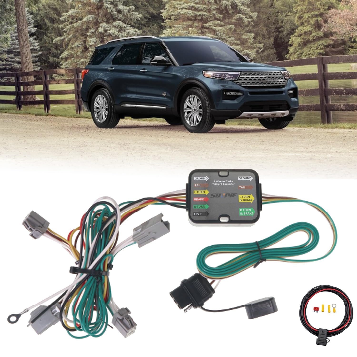 Trailer Wiring Harness Compatible with Ford Explorer(2020-2025), Ford Taurus(2010-2019) and Lincoln MKS(2013-2016), 56093 Custom 4 Pin Trailer Hitch Wiring Towing Harness Kit