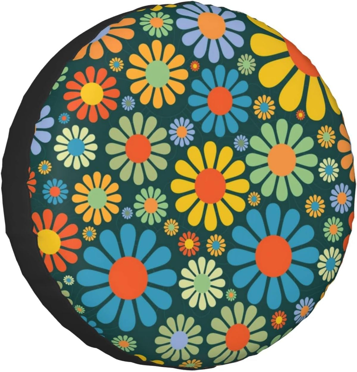 Hippie Flower Spare Tire Cover Cute Tire Covers for Rv Trailer Jeep SUV (Fit for Diameter 30"-32")