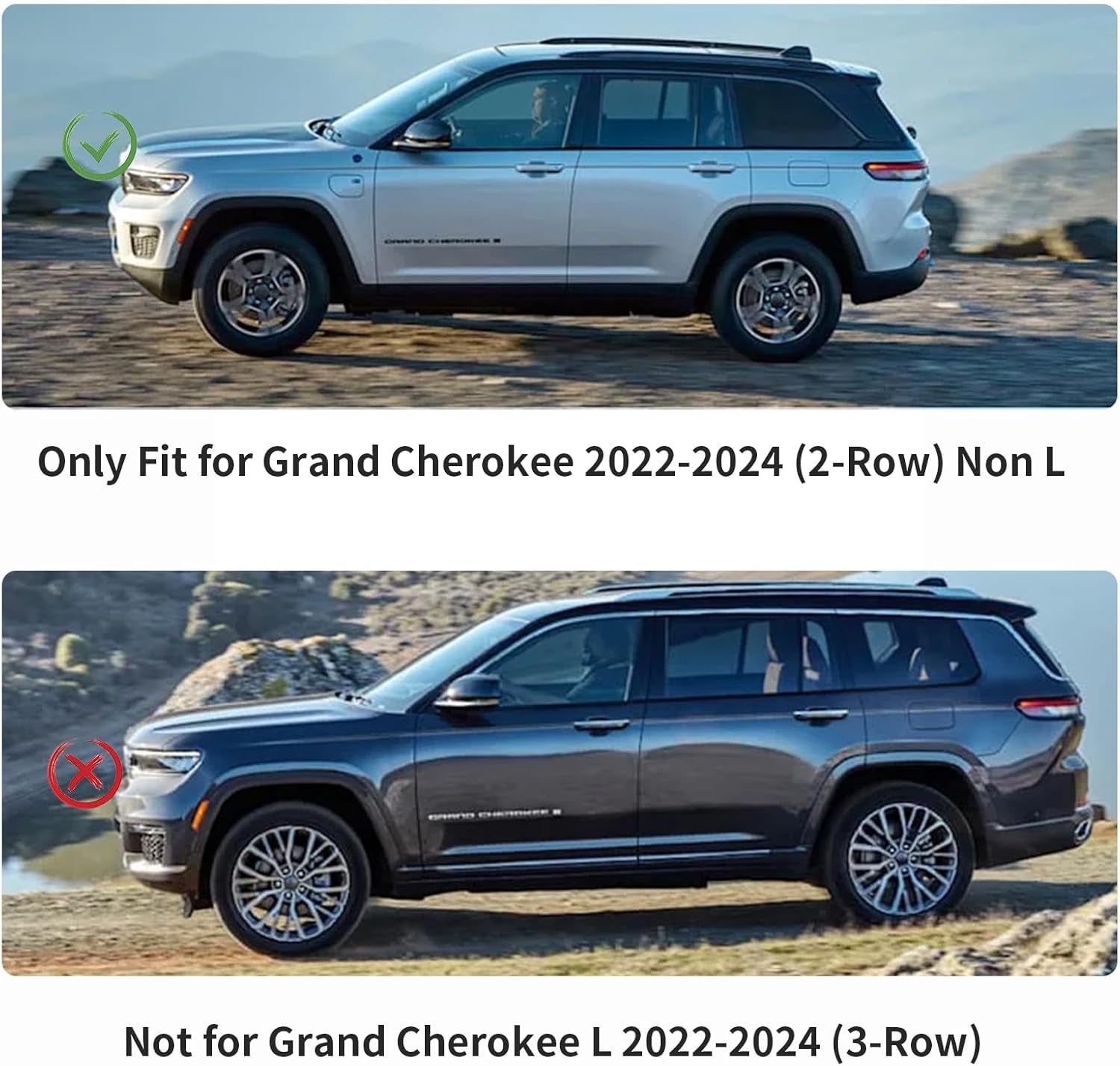 Fit for Grand Cherokee 2024 2025 2022 2023 (Non L) 5 Seats Mud Flaps Set of 4PCS Mud Guard Kit Splash Guards Mudguards Mudflaps with Hardware Kits Accessory Front and Rear