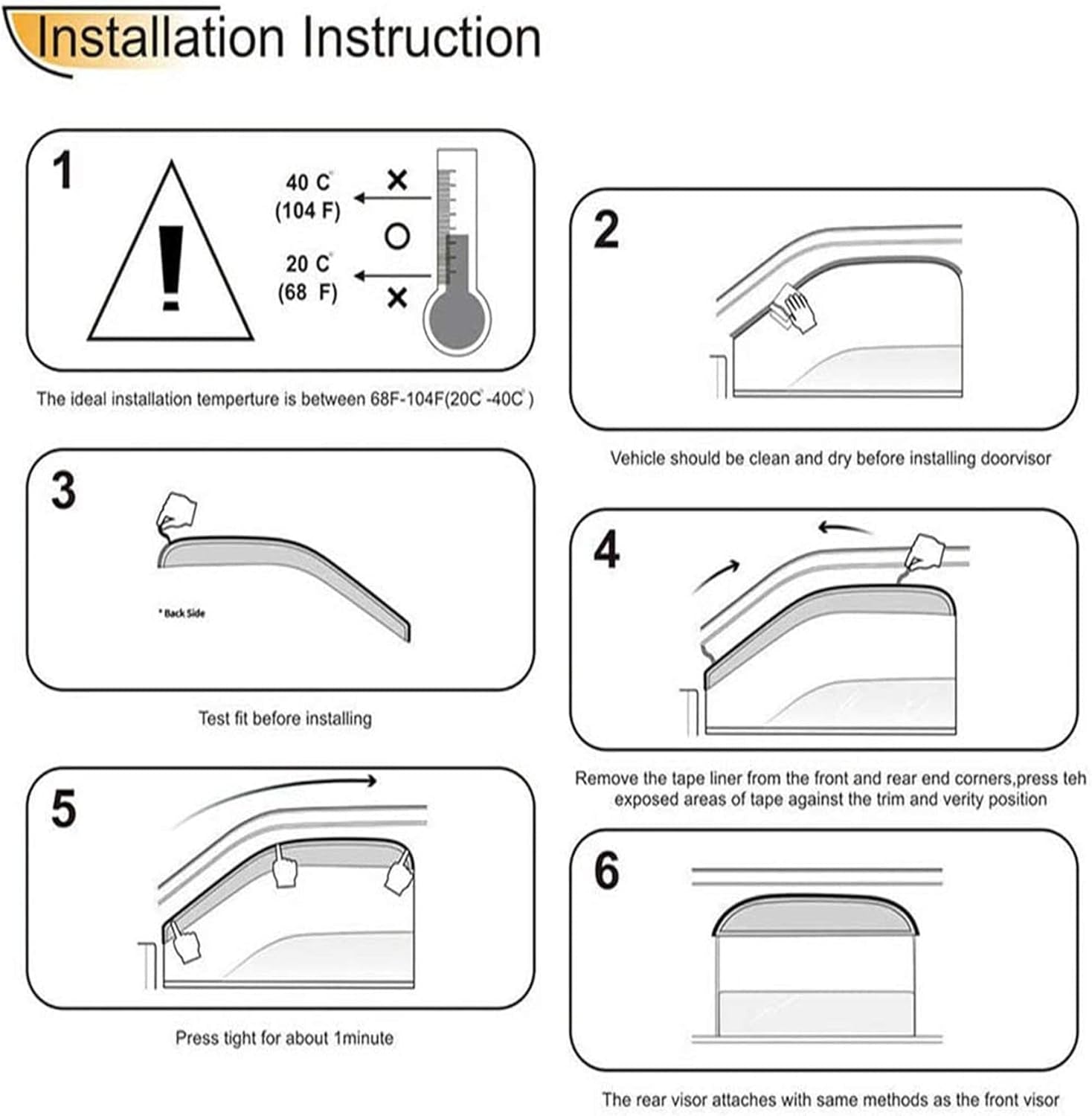 Window Visors Rain Guards Vent Shade Replacement for Enforcer 2011-2020