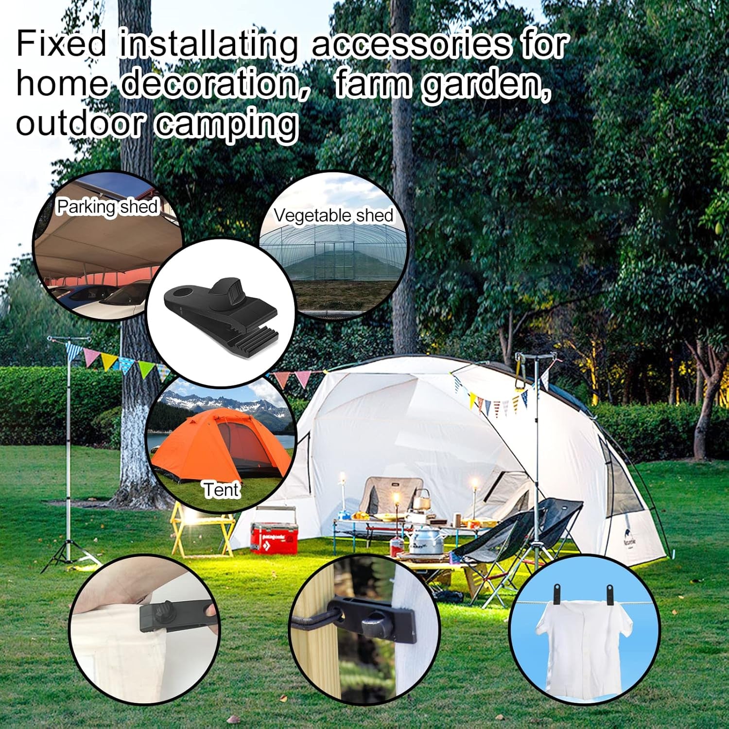 Heavy Duty Suction Cup 8Pcs Strong Suction Cups with Hooks and 8Pcs Tarp Clips Deavy Duty Lock Grip for Car Awning Boat Camping Trap Tie Down