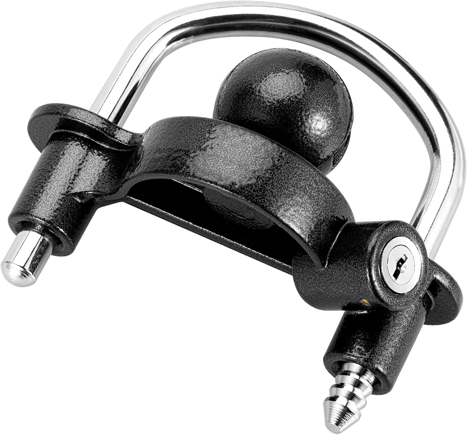 Trailer Hitch Lock Universal Tow Ball Coupler Security Kit Heavy Duty Anti-Theft Protection for Trailer Caravan Horsebox, 2 Keys, Black