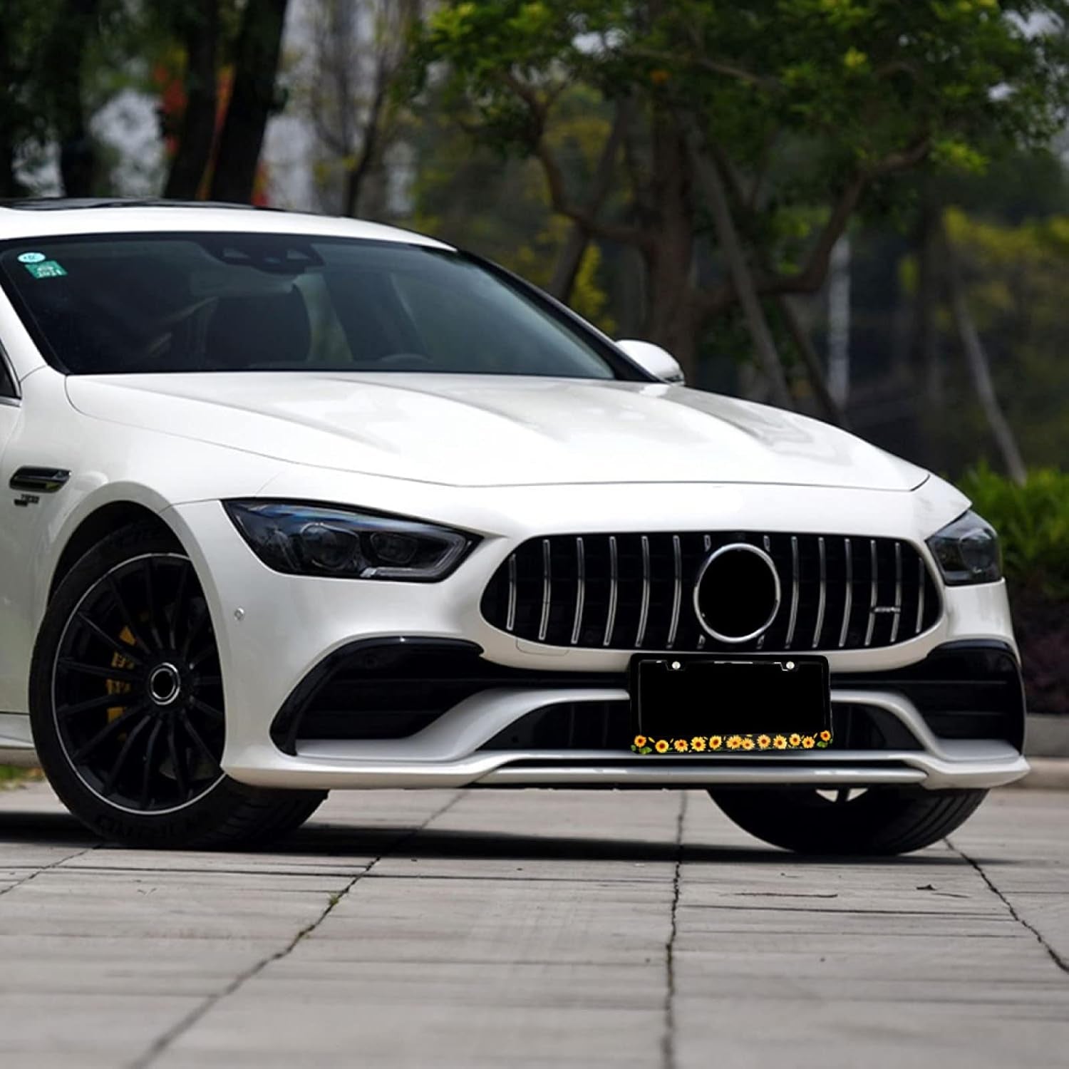 Sunflower License Plate Frame Beautiful Flowers License Plate Frame Floral Stainless Steel for Car Decorative Parts License Plate for Standard Us Canada Holder Unisex 12X6 Inch