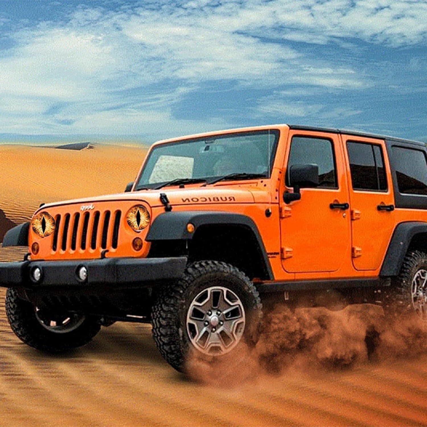 Beast Eyes Headlight Decals Pair, Eyes Decal for Jeep Headlights, round Headlight Decal,3D Stereo Eyes Headlight Decal Stickers, Funny Decals for Truck Car Body Window Bumper Decoration (#04)