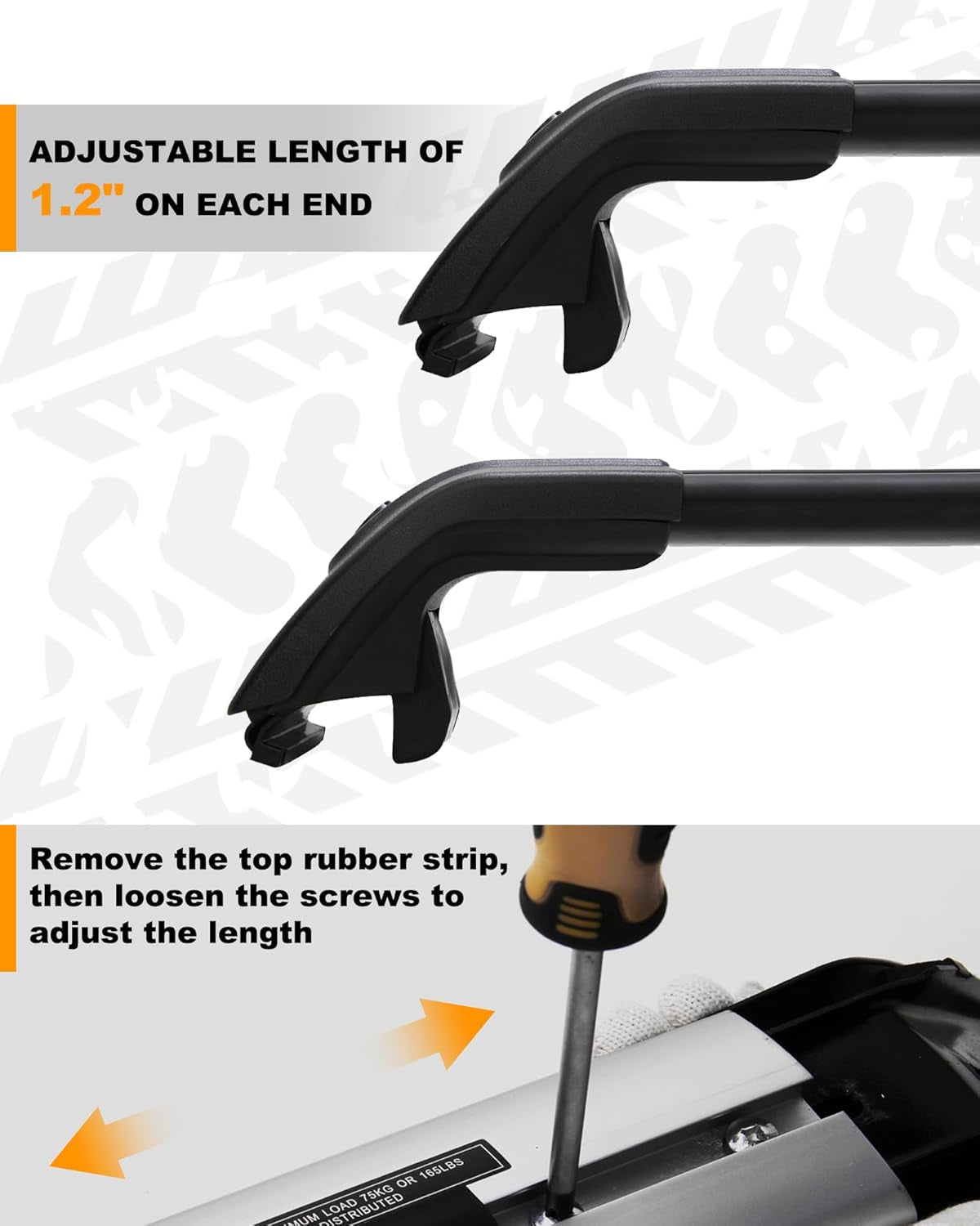 Black Crossbars Fit for 2013-2018 Hyundai Santa Fe Sport Cross Bars Roof Luggagr Rack (ONLY for Model with Side Rails)