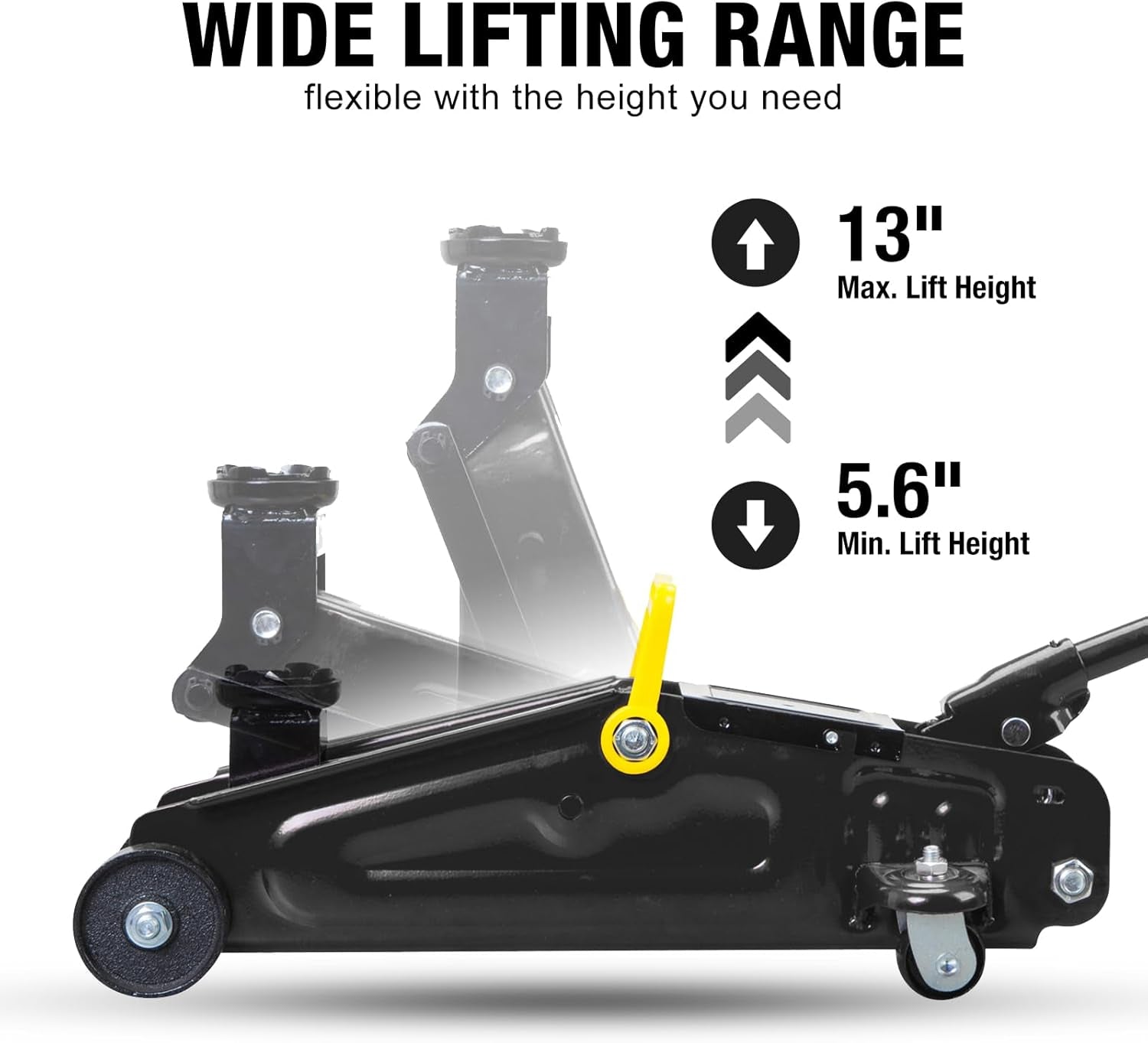 Hydraulic Trolly Service/Floor Jack with Blow Mold Carrying Storage Case, 1.5 Ton (3,000 Lb) Capacity, Black,At820014Sb-1