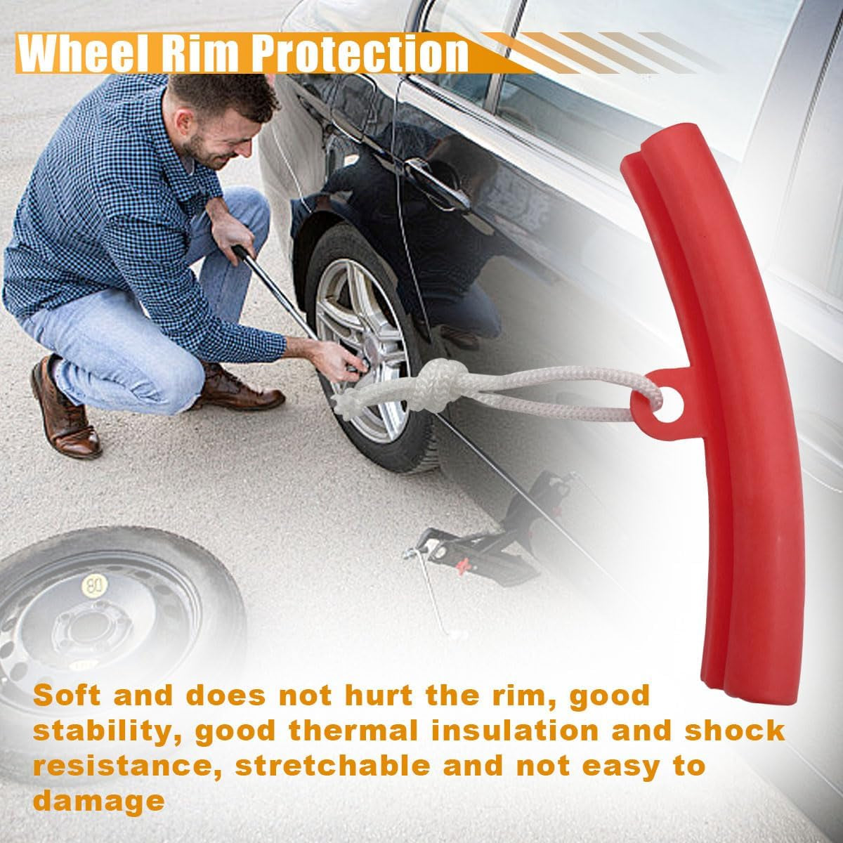 5PCS Car Tire Changing Rim Protector, Tire Changer Guard Edge Savers, Fixing Tire Rim Protective Cover for Wheel Scratch Prevention, Car Accessories for Motorcycle SUV (Red)