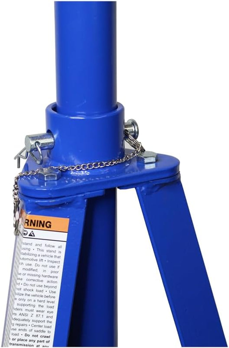 XD61002 2 Ton Automotive under Hoist Tripod Stand for Garages, Repair Shops, and DIY, 4,000Lb. Capacity, Support Range 49"-79.75", Heavy Duty Steel, 24" Base, 3.25" Saddle, Blue