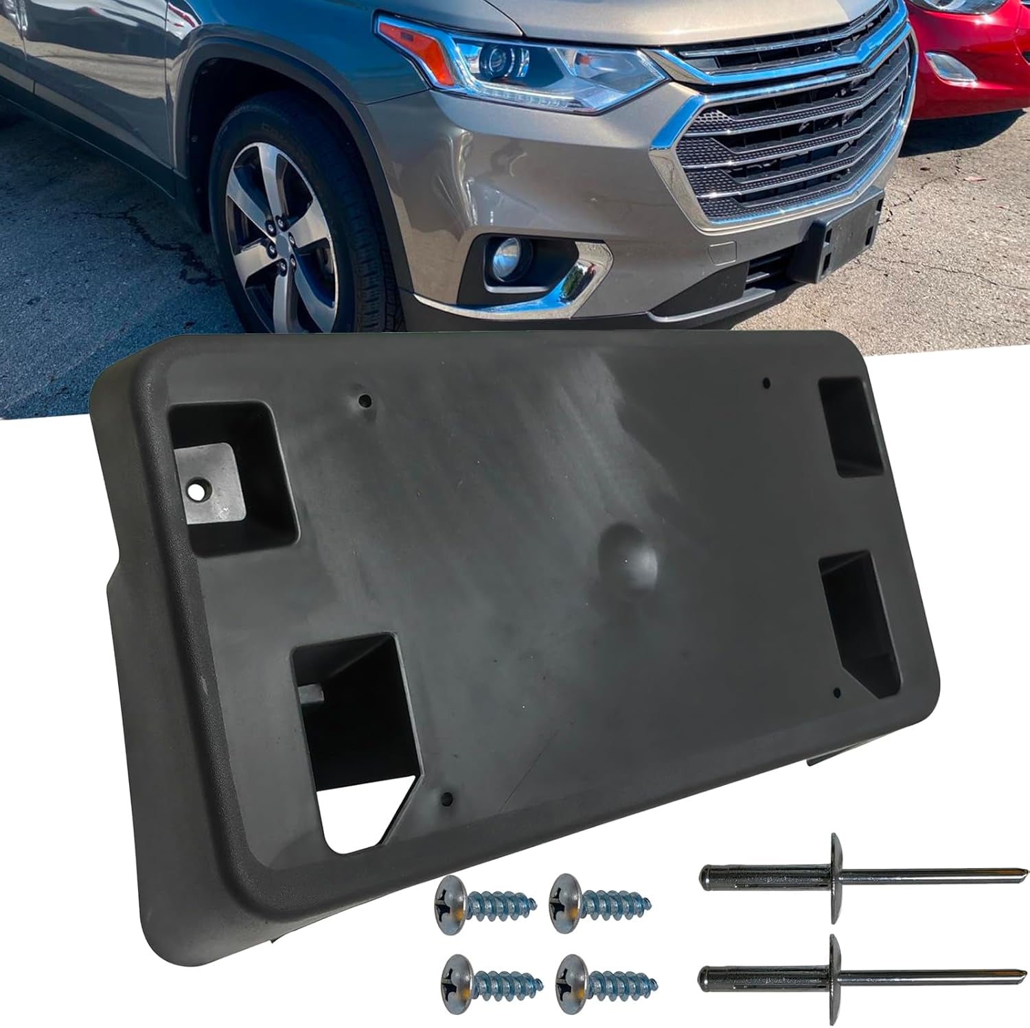 Front Bumper License Tag Plate Frame Bracket Holder Compatible with 2018 2019 2020 2021 Chevrolet Traverse Replace GM1068196 84282822