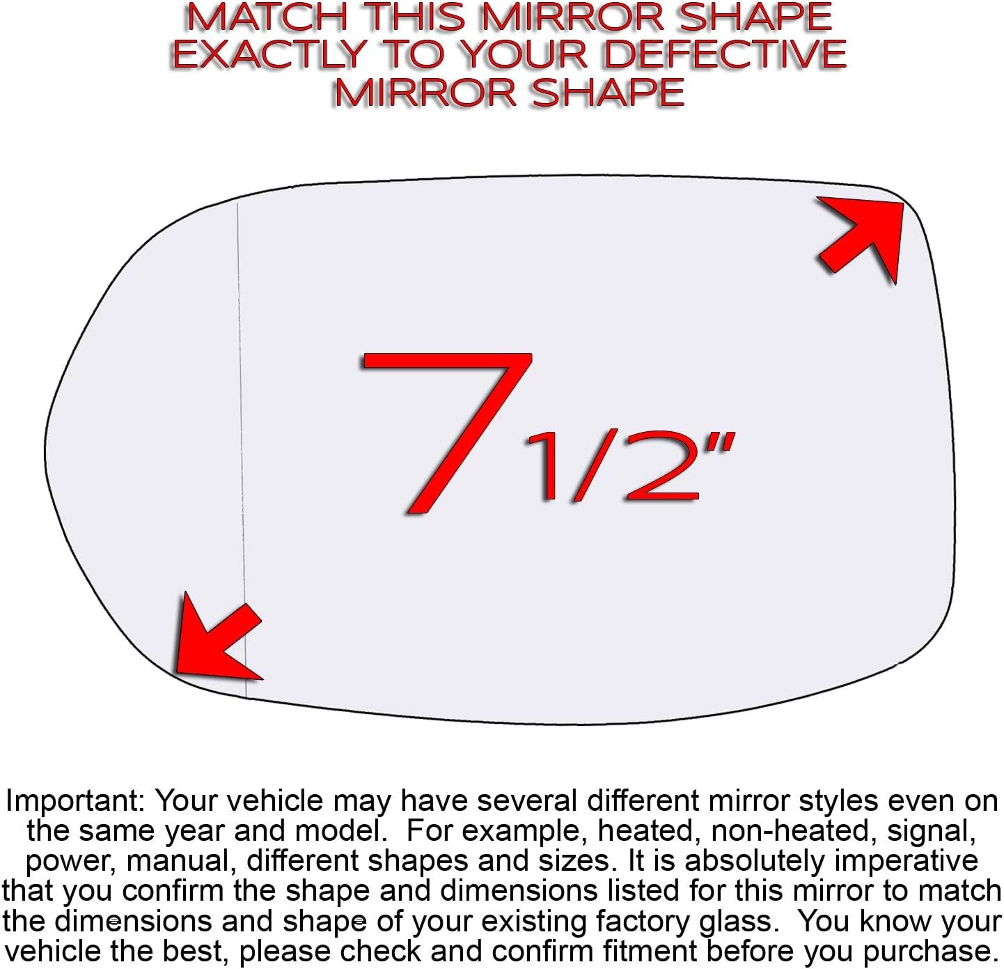 Driver Side Mirror Glass Assembly with Plastic Backing Plate (Non-Heated) Compatible with 2012-2016 Honda CRV, 2016-2020 HRV