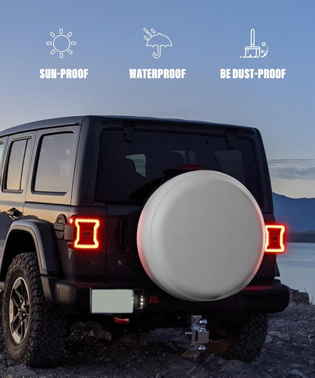 Spare Tire Cover,Camper Spare Tire Cover,Car Accessories Weatherproof Tire Cover,Tire Protectors for Jeep,Trailer,Rv,Suv,Truck (Silver, 13Inch Fits for Tire Diameters 22" - 23")