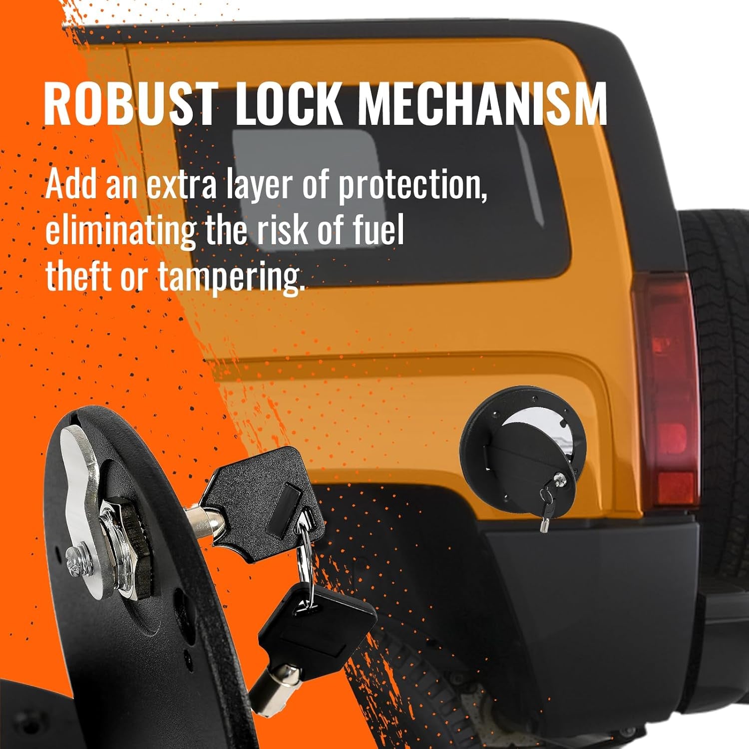 Locking Gas Cap Cover Compatible with 2003-2010 Hummer H3 H3T Fuel Tank Filler Door with Lock Aluminum Exterior Accessories (Textured Black)