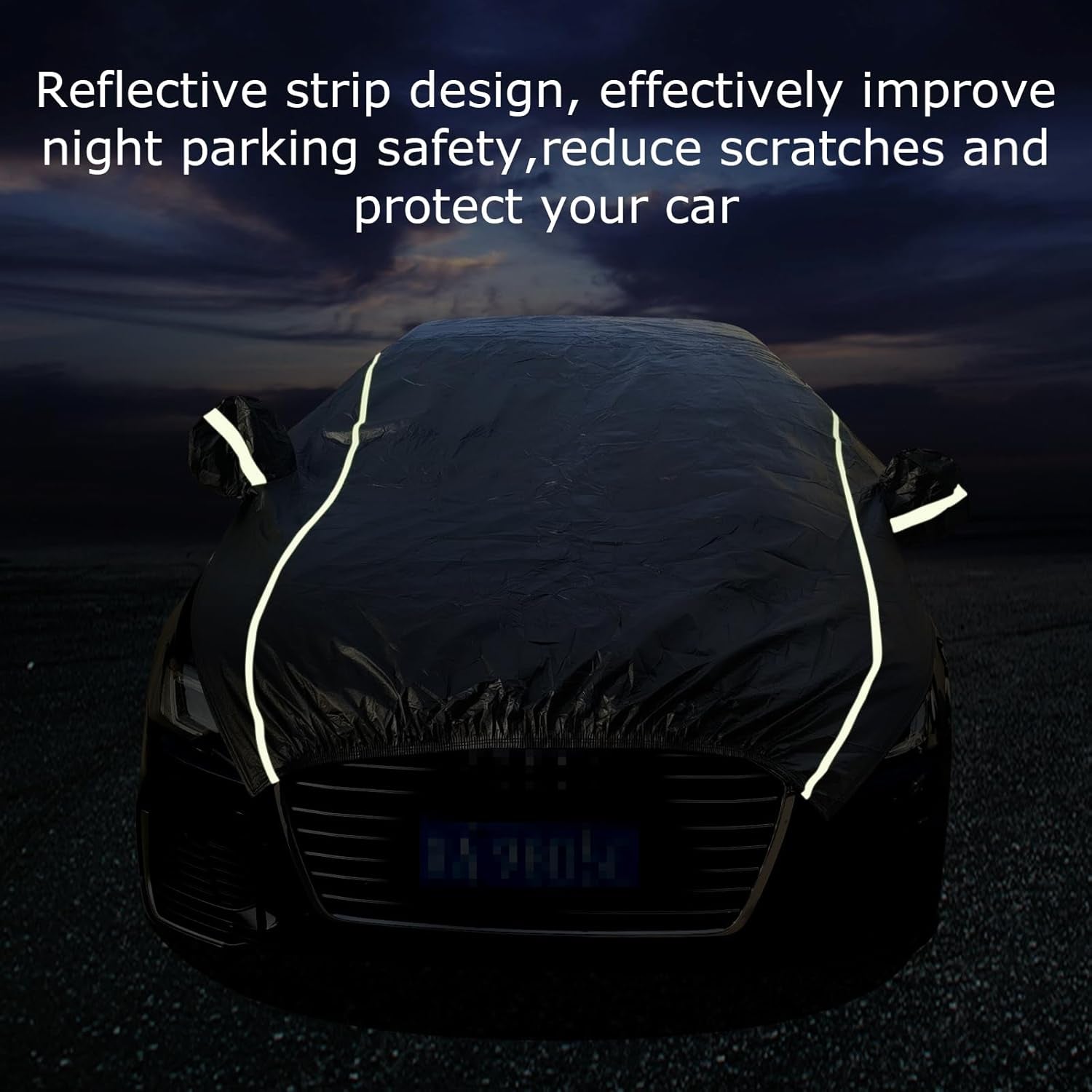 Car Cover 4 Layers Waterproof All Weather Black Half Car Cover Protect Windshield and Roof for Automobiles Outdoor Universal (Fits Sedan 175"-188") by