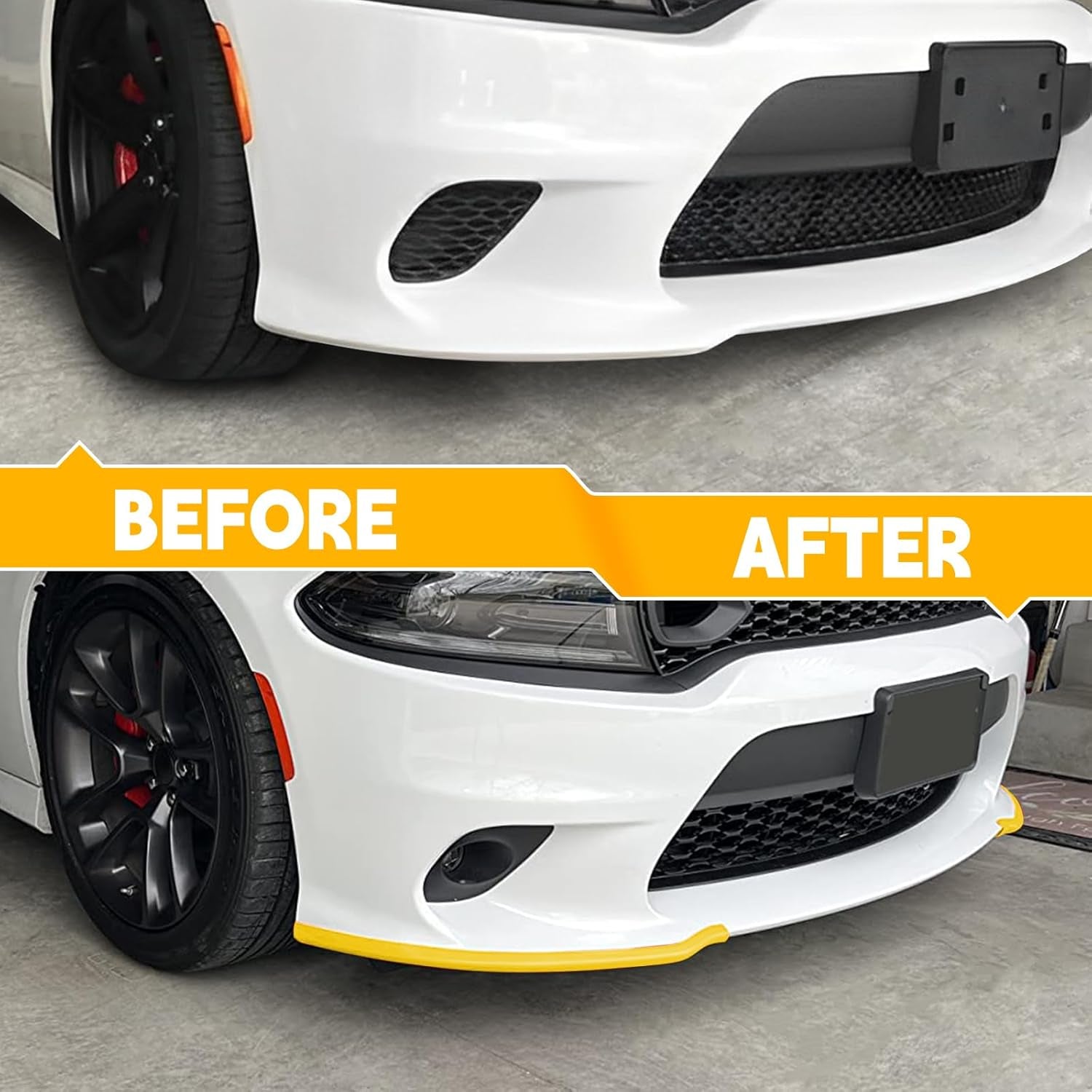 Dodge Charger Front Splitter Protector, Front Bumper Lip Split Protector Dedicated to the 2015-2023 Dodge Charger SRT 392/Scat Pack/Rt Scat Pack 2019-2023 GT/RT (Yellow)
