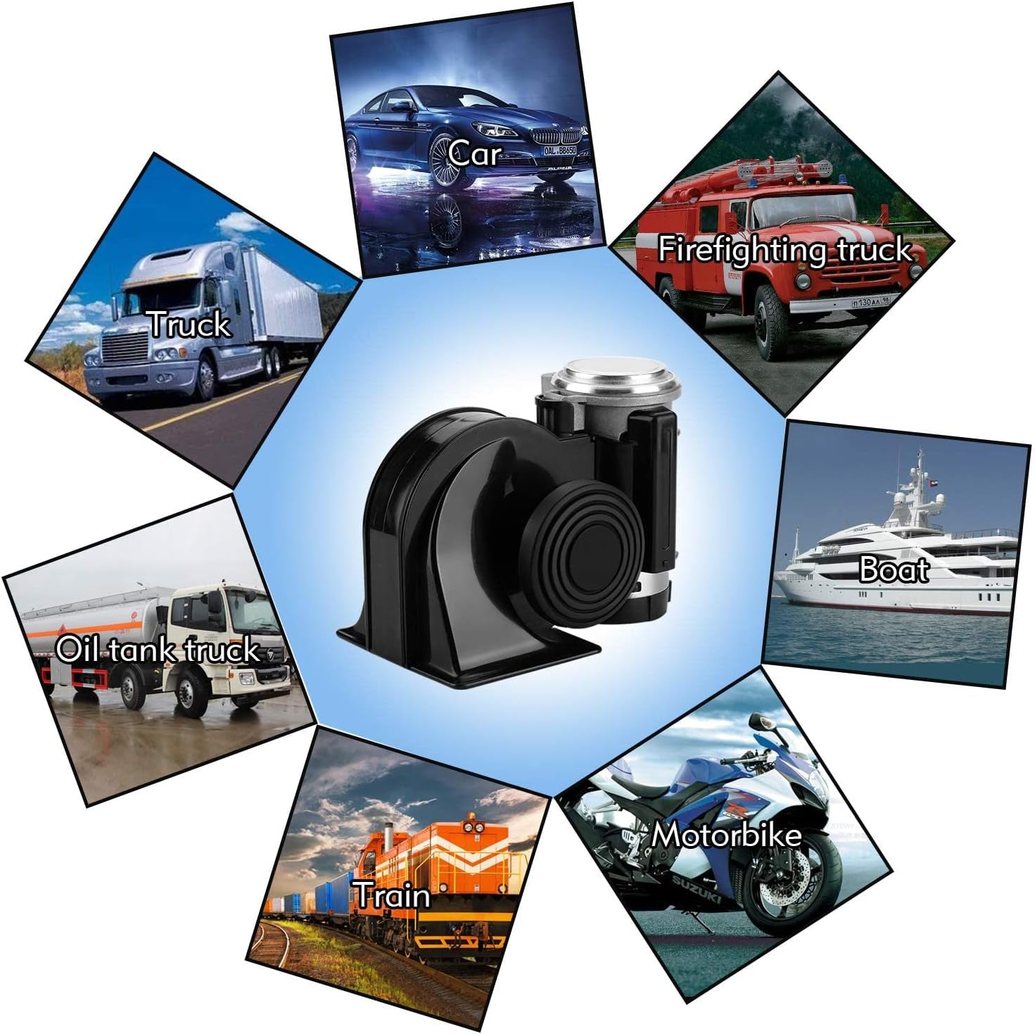 Train Horn Air Horn for Truck, 12V 150DB Snail Electric Train Horn with Automotive Relay and Wiring Harness for Any 12V Vehicles Trucks Motorcycle, Black