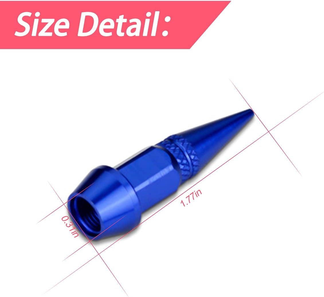 Car Wheel Tire Valve Caps, 4 Pack Spiked Aluminum Valve Stem Caps, Attractive Dustproof Car Accessories, Universal for Most Vehicles (Blue/45Mm)