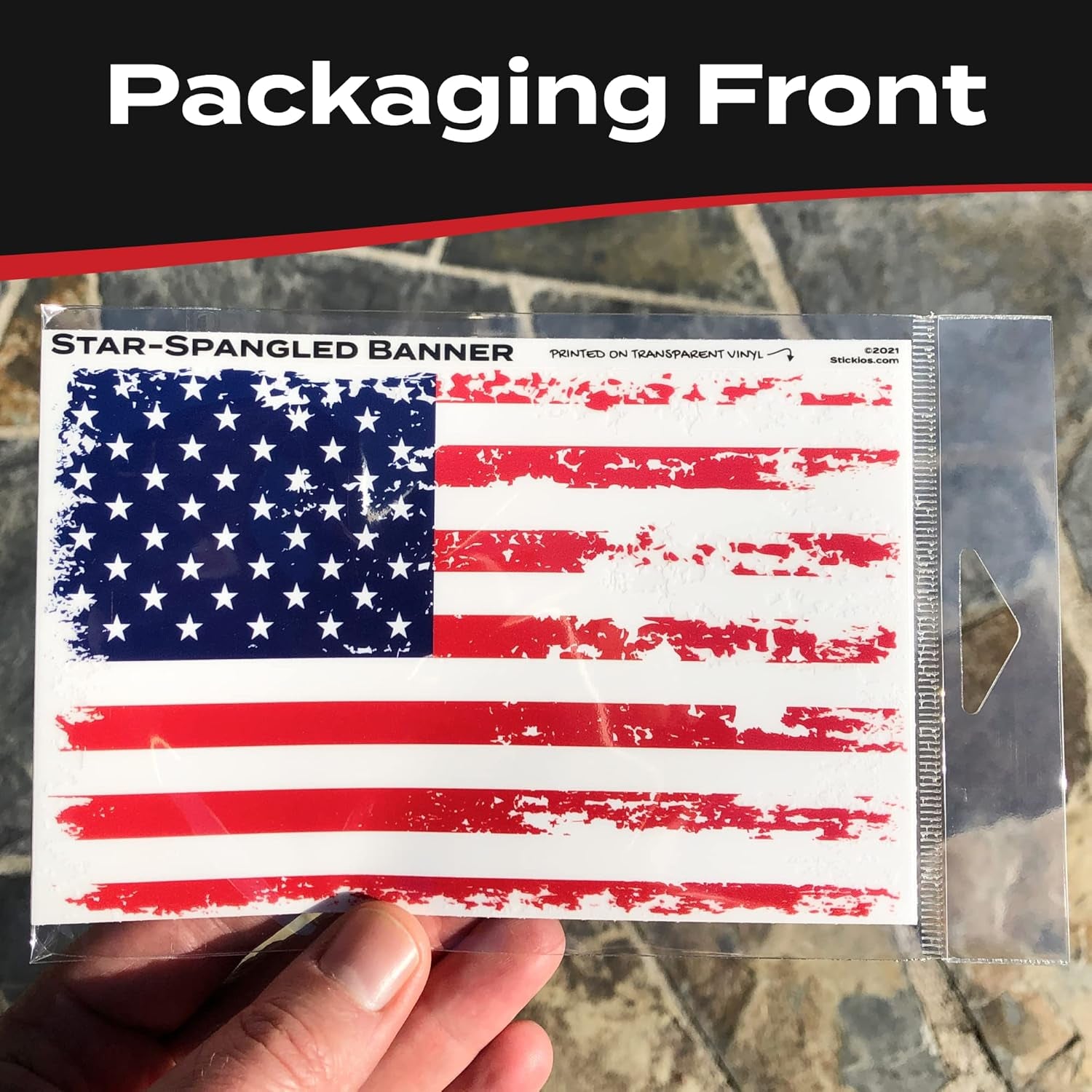 American Flag Decal - Distressed Patriotic Vinyl Bumper Sticker for Cars, Trucks & Vehicle Windows - Made in USA (5.7X3.6 Inches) - SSB