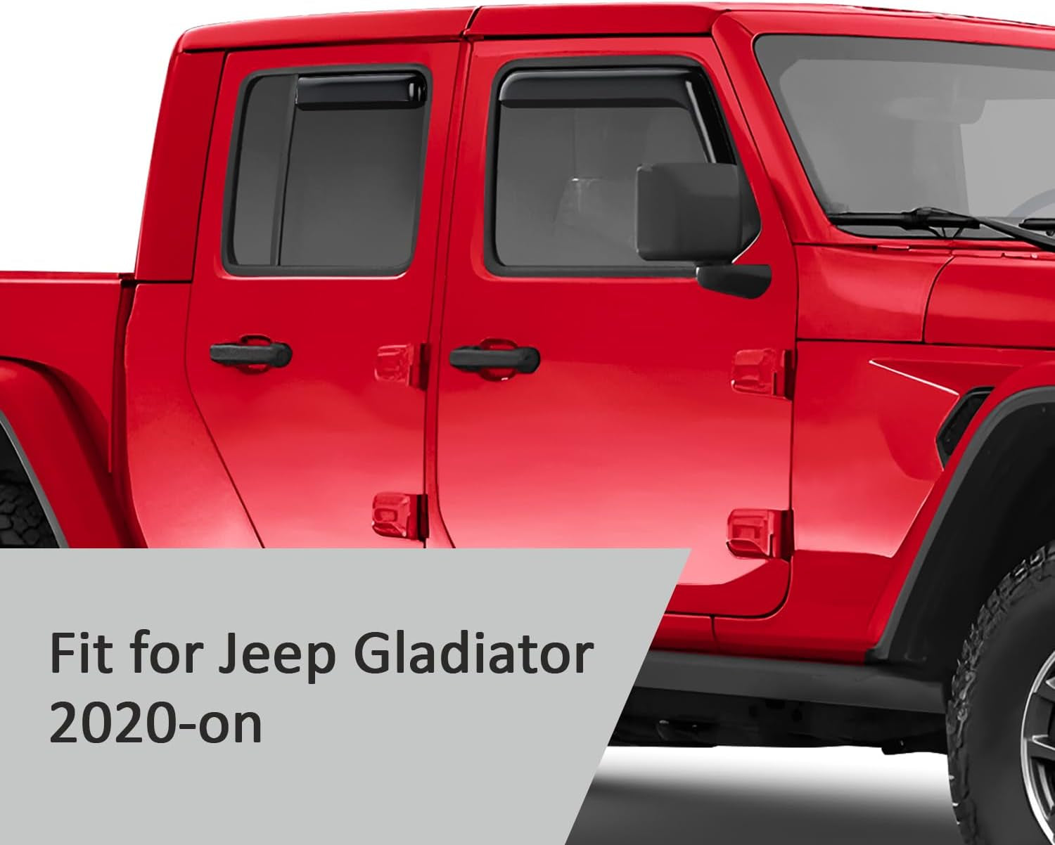 In-Channel Extra Durable Rain Guards for Jeep Gladiator 2020-2025, Window Deflectors, Vent Window Visors, 4 Pieces - 200292