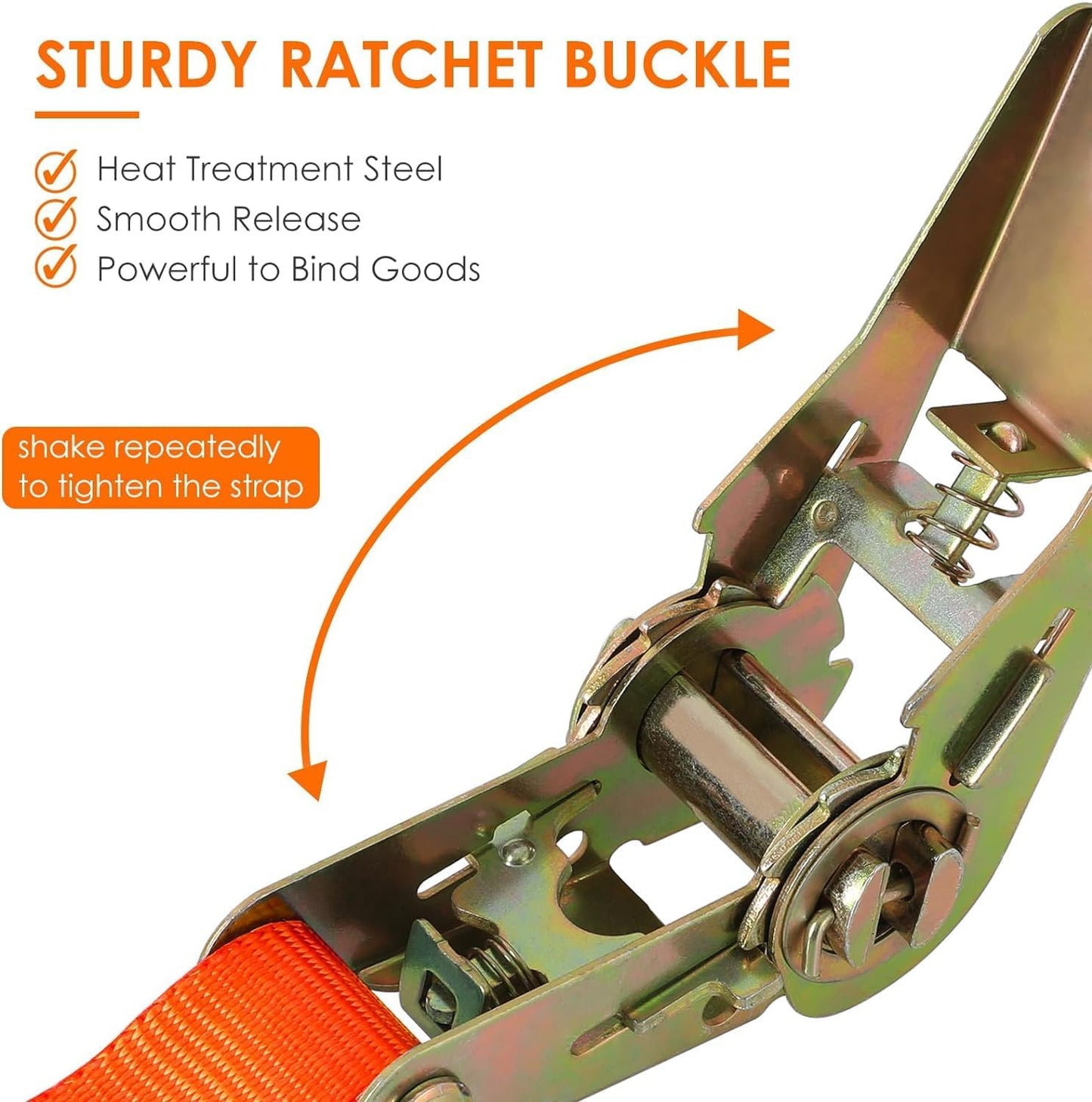 10 Pcs 1" X 20' Ratchet Staps, Luggage Tie down Strap, No Hook, Ratchet Strap Heavy Duty,1760 Break Strength Endless Ratchet Straps, Tie-Down Straps for Motorcycles, Trailer, Kayak, Orange
