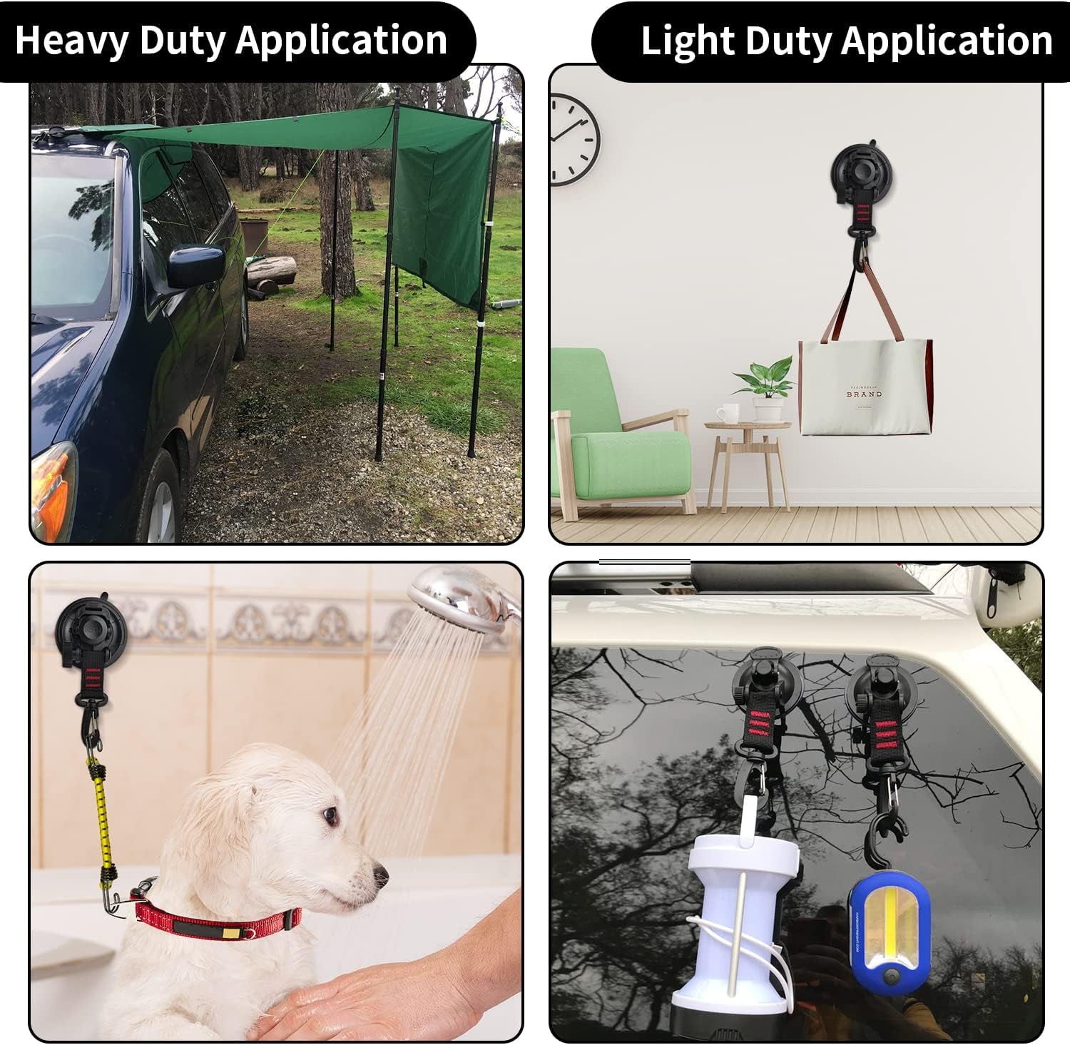 Heavy Duty Suction Cup 8Pcs Strong Suction Cups with Hooks and 8Pcs Tarp Clips Deavy Duty Lock Grip for Car Awning Boat Camping Trap Tie Down