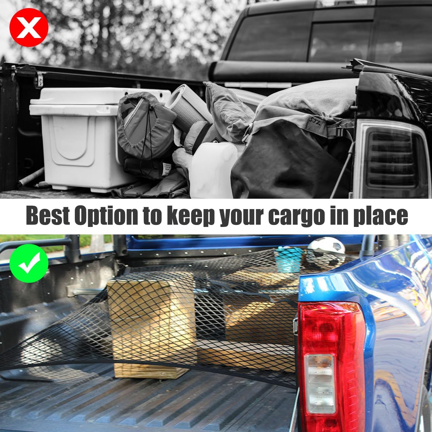 4'X4' High Elastic Truck Bed Cargo Net Stretch to 7' X 7' Bungee Cargo Net, Simple Truck Bed Cargo Mesh Organizer, Suitable for Daily Light Loads of Trucks -Single Layer