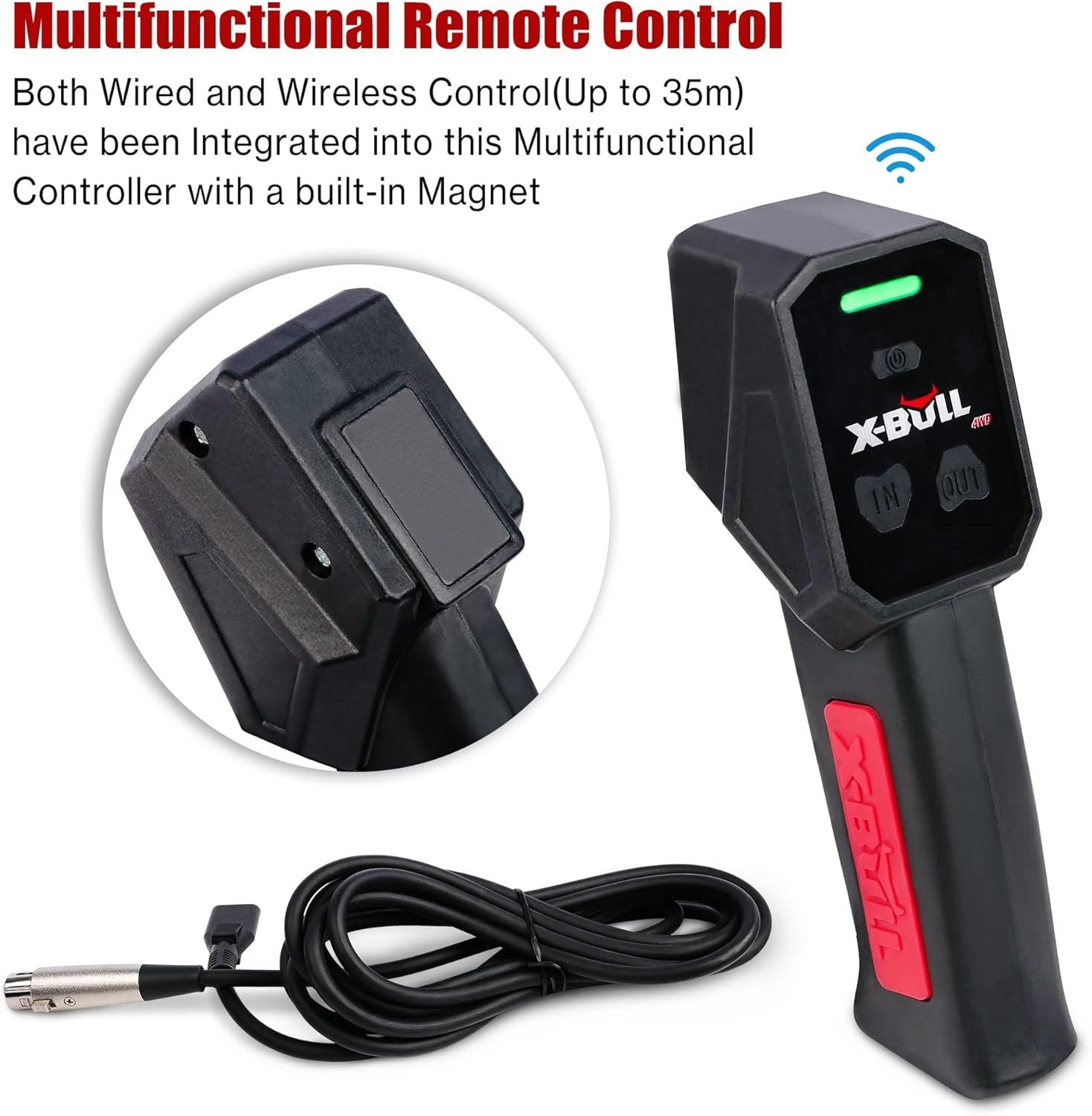 Winch-13500 Lb. Load Capacity Electric Winch Kit 12V Synthetic Rope,Waterproof IP67 Electric Winch with Hawse Fairlead, with Wireless Handheld Remote and Corded Control Recovery