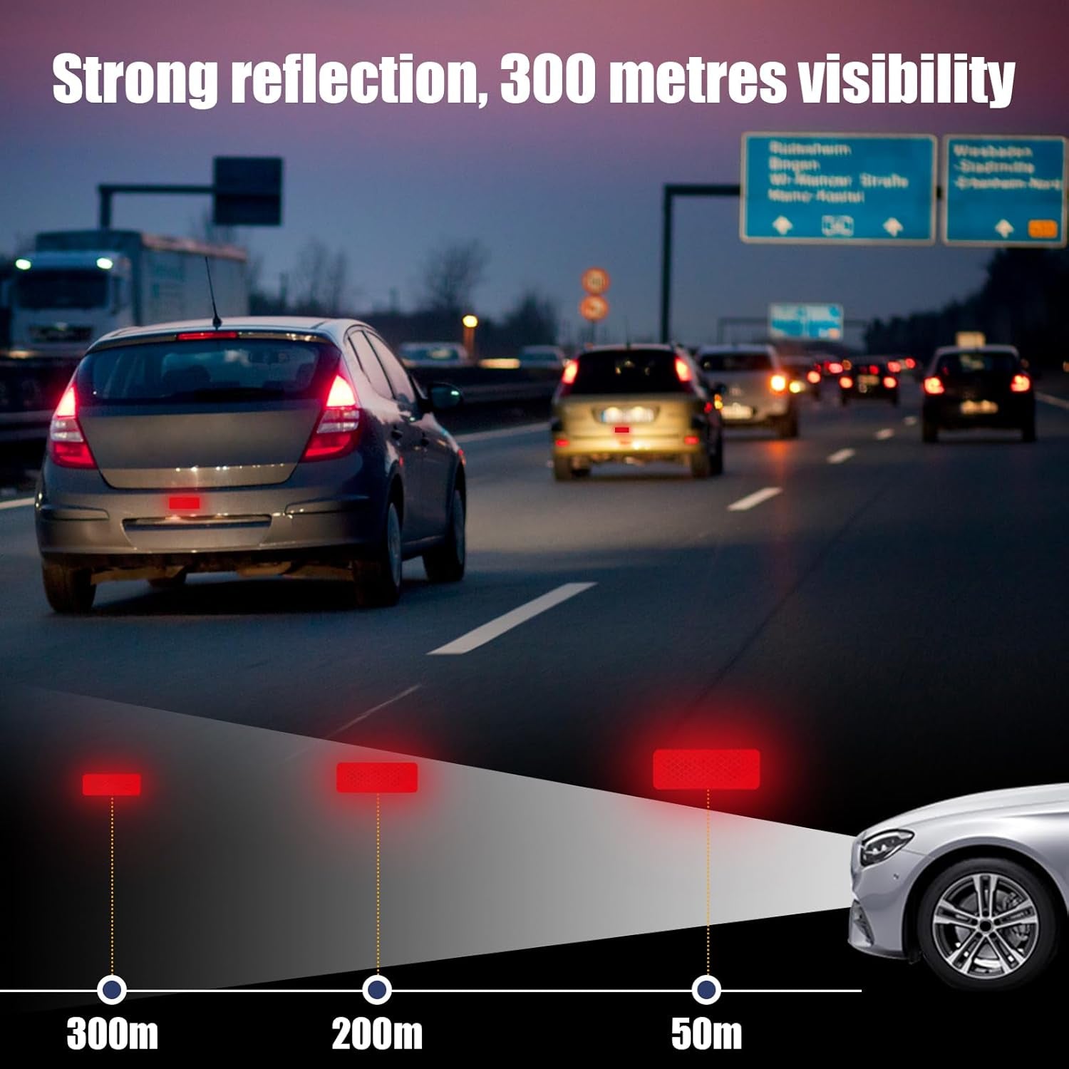 20PCS Warning Reflective Stickers, Night Visibility Safety Reflective Sticker, Waterproof Auto Reflector Tape for Bumper Clothing Trailers Motorcycle Helmet, Car Accessories (Red)