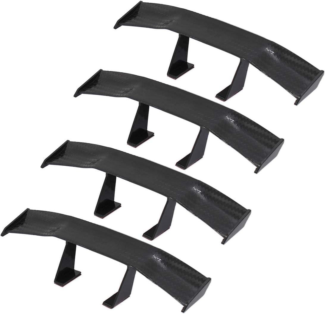 2Pcs Universal Car Mini Spoiler Wing, Auto Car Tail Wing Mini Auto Carbon Fiber Texture Decoration without Perforation Tail Decoration, 6.7 Inch Length (Black)