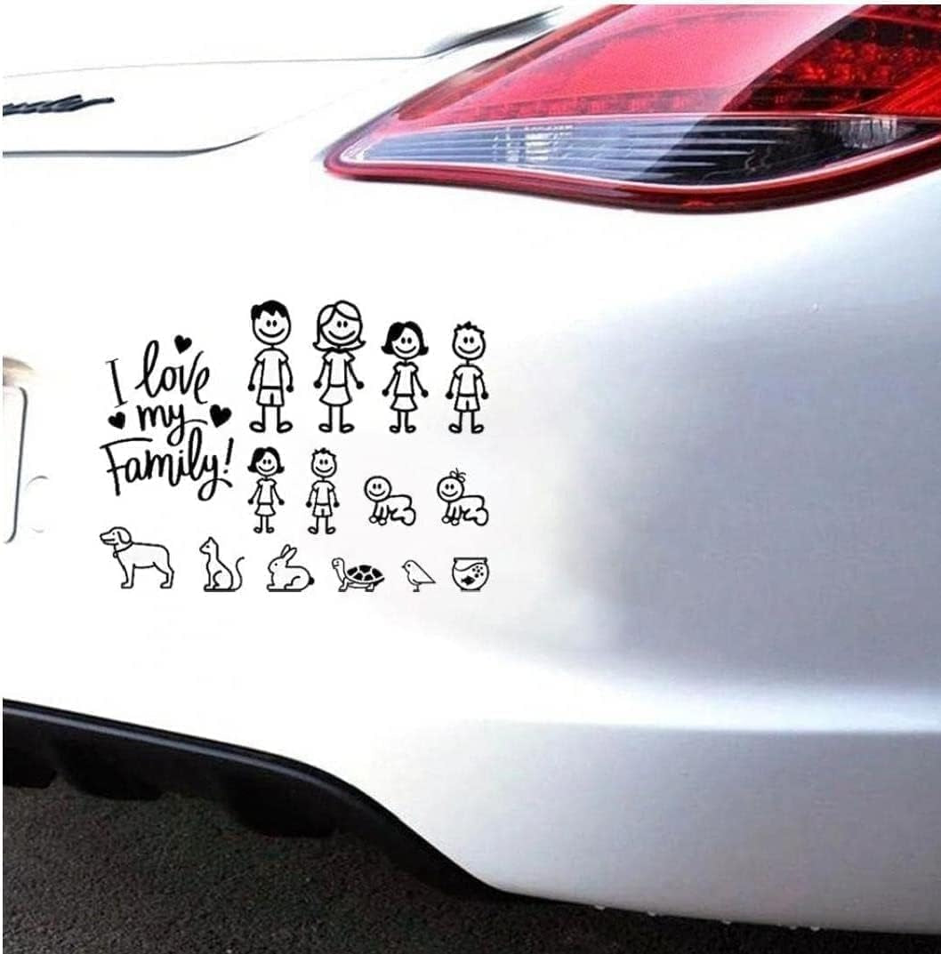 White Car Sticker I Love My Family Car Bling Stickers and Decals Pet Cat Dog Animal Decal for Car Window Phone Notebook Decorative Cars Walls Exterior Accessories