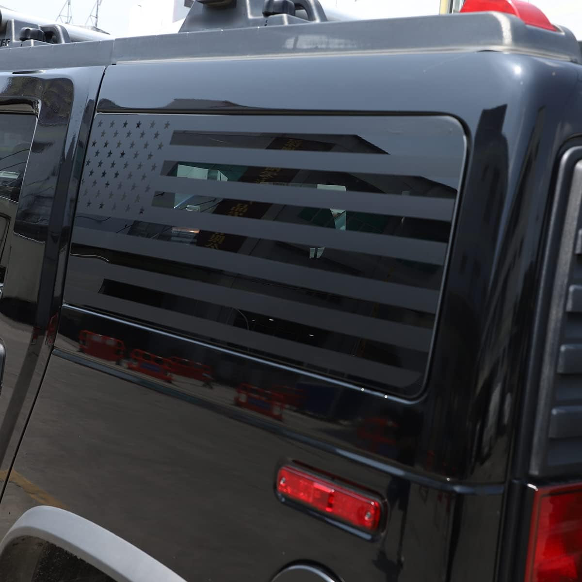American Flag Vinyl Rear Side Window Decals Compatible with Hummer H2 2003-2009,Window Decals Precut Stickers Exterior Accessories (American Flag)