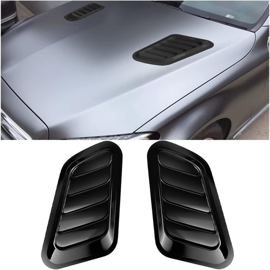 2PCS Universal Hood Air Vents for Car Hood Scoop, Bonnet Vent Hood Air Intake Trim Cover (Black)