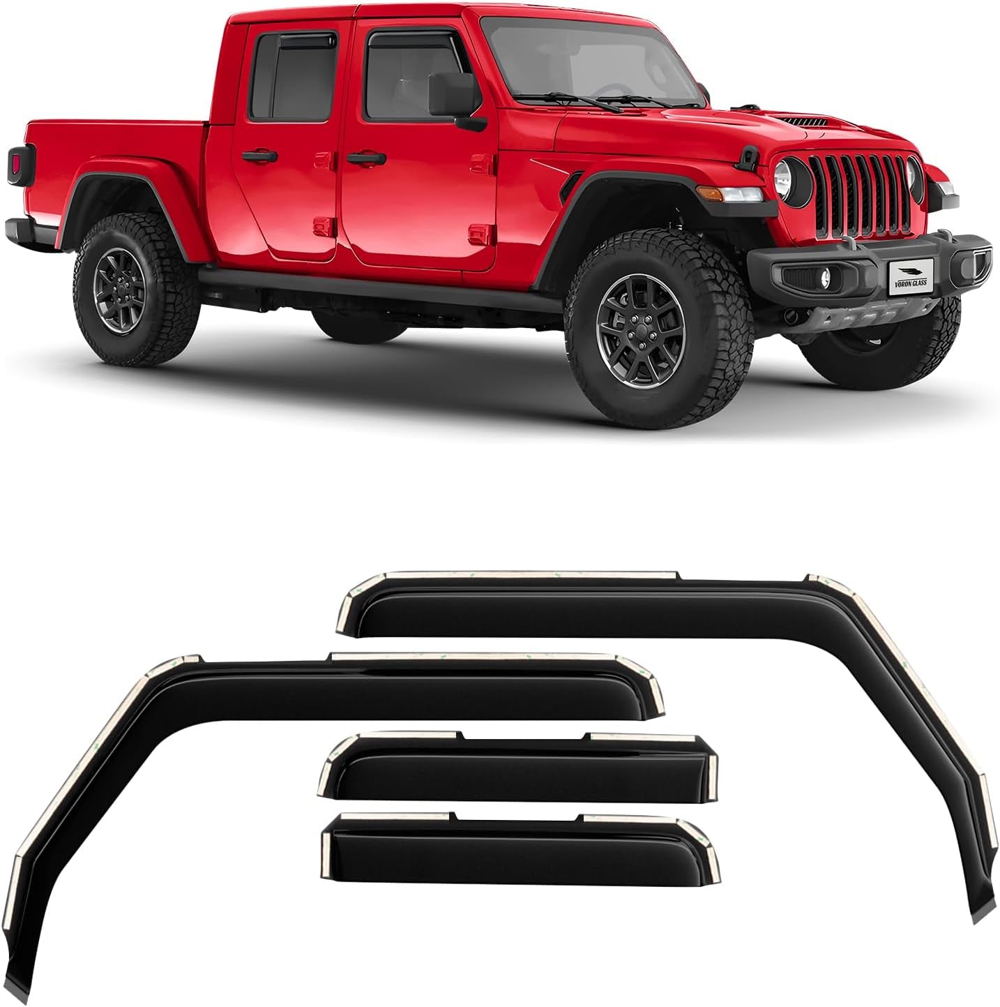 In-Channel Extra Durable Rain Guards for Jeep Gladiator 2020-2025, Window Deflectors, Vent Window Visors, 4 Pieces - 200292