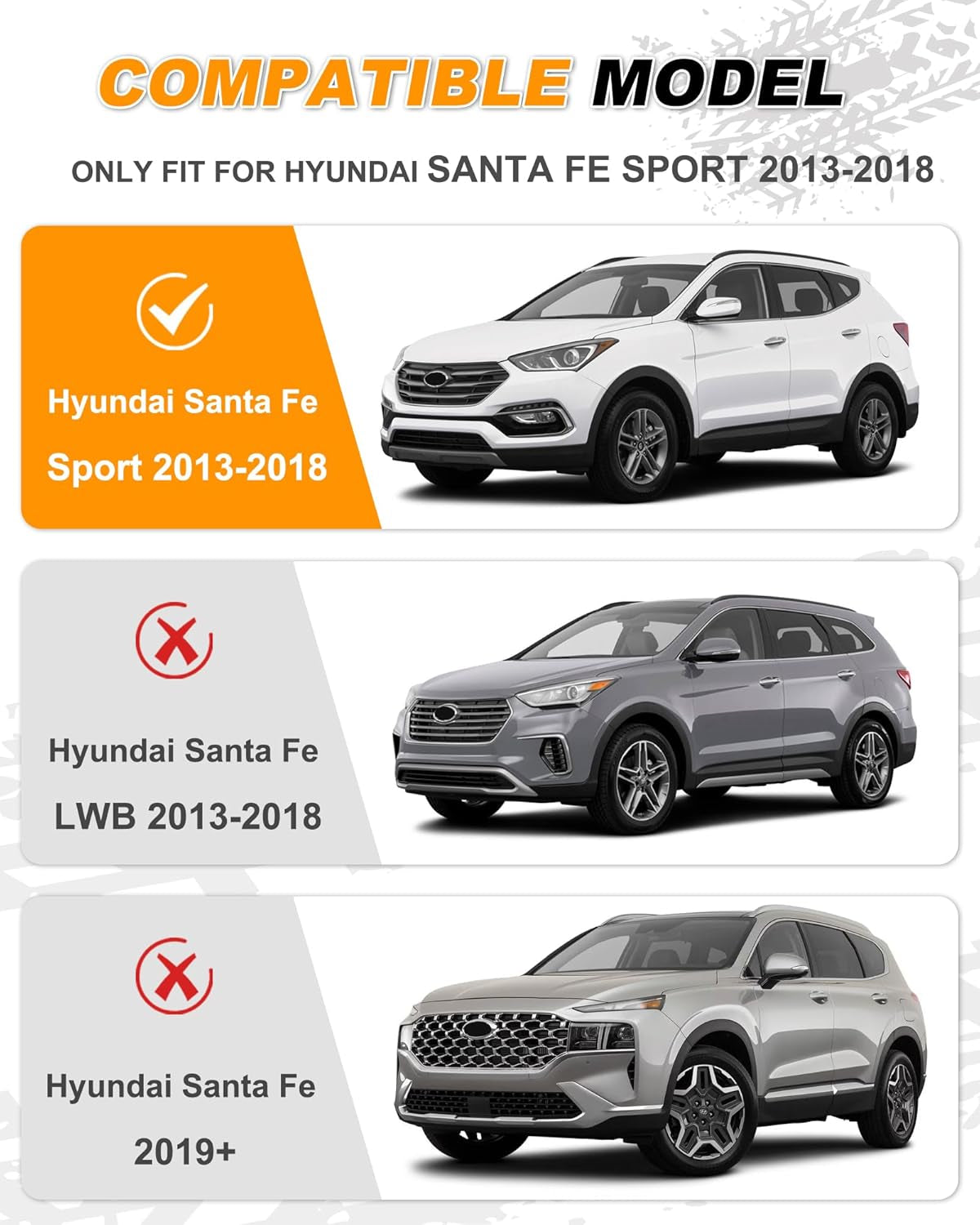 Black Crossbars Fit for 2013-2018 Hyundai Santa Fe Sport Cross Bars Roof Luggagr Rack (ONLY for Model with Side Rails)