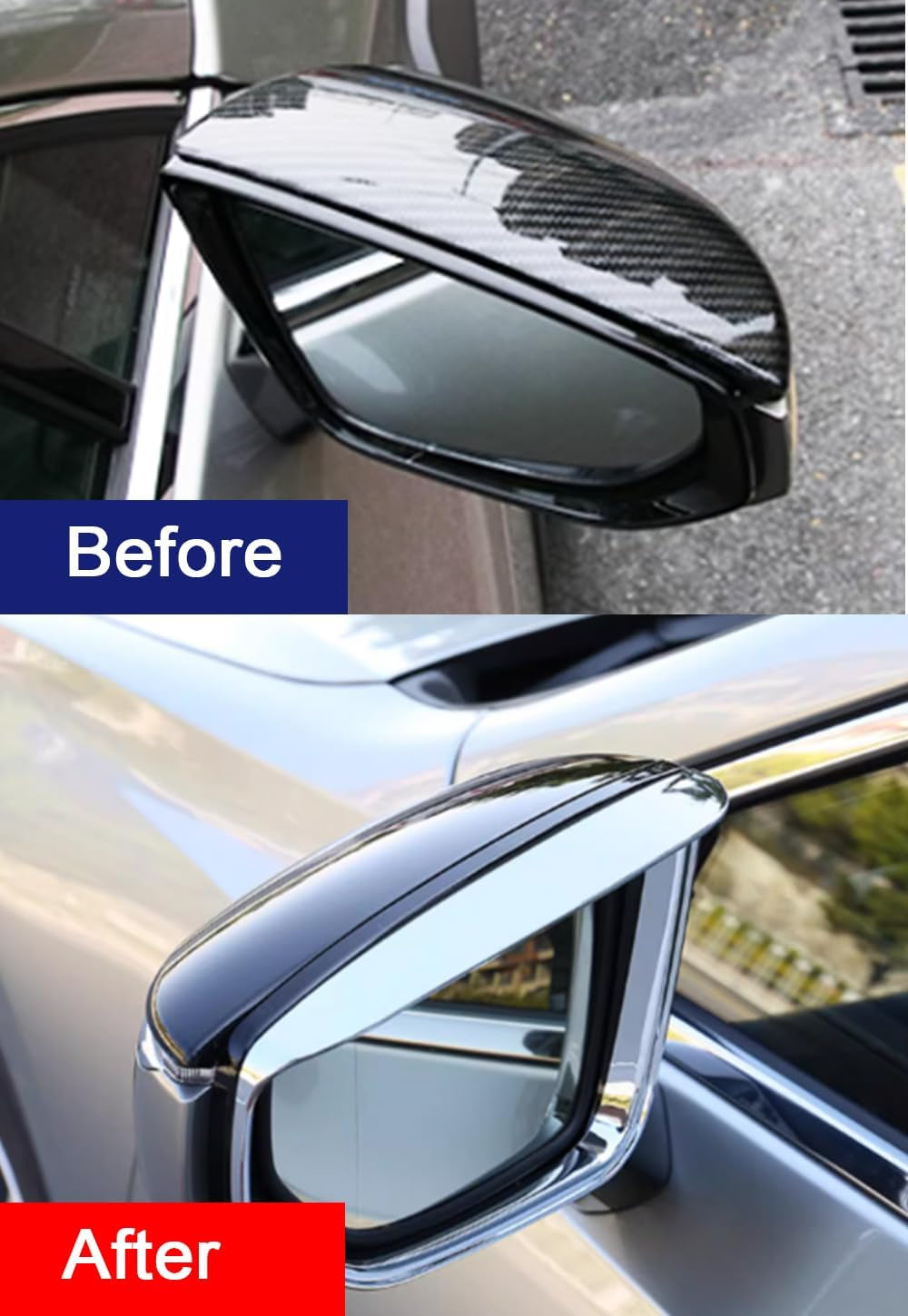 Auto Accessories Fit for Lexus NX 250 350H 450H+ 2022 2023 2024 Rearview Mirror Rain Eyebrow Covers Trim (Chrome Silver) ABS 2PCS