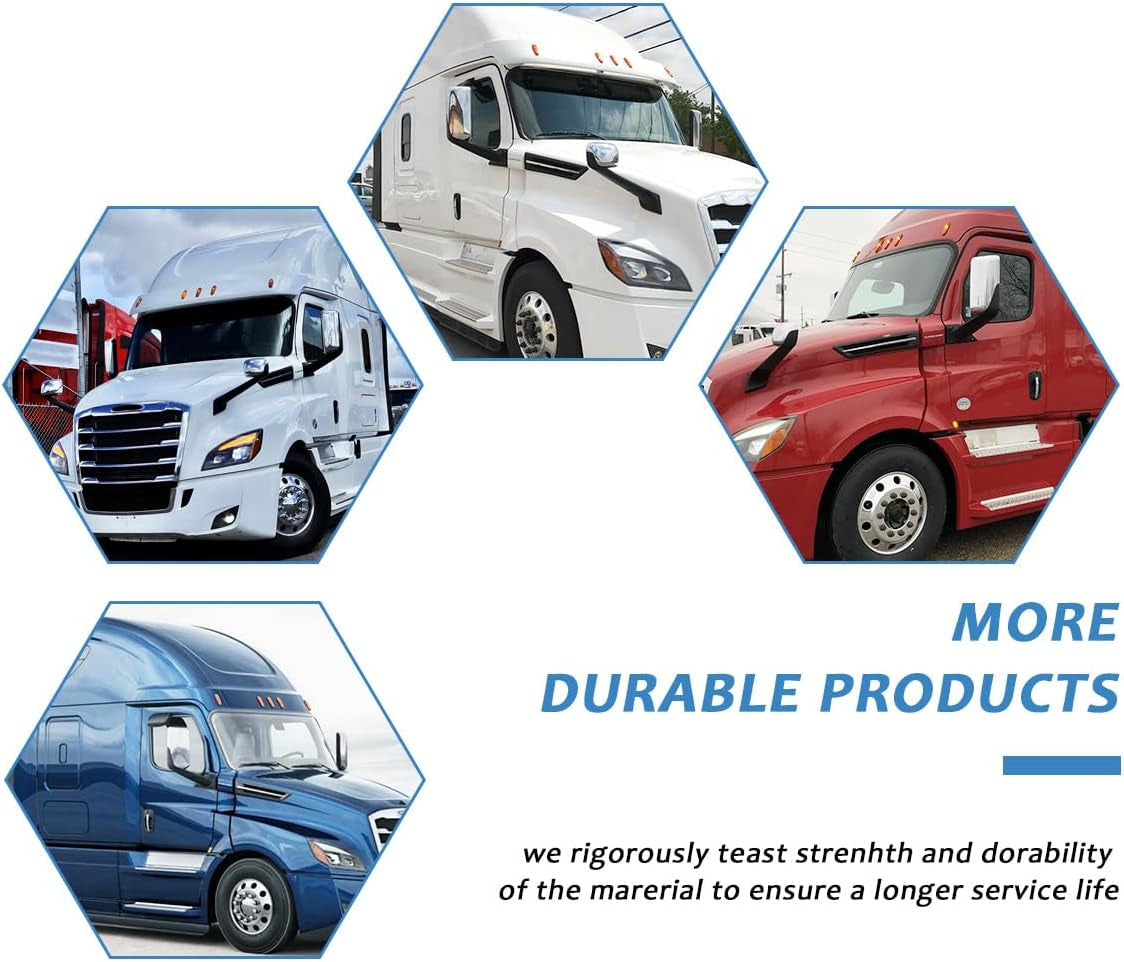 Pair of Truck Mirror Covers Chrome Housing Door Rearview Door Side Mirror Covers for 2018+ Freightliner Cascadia