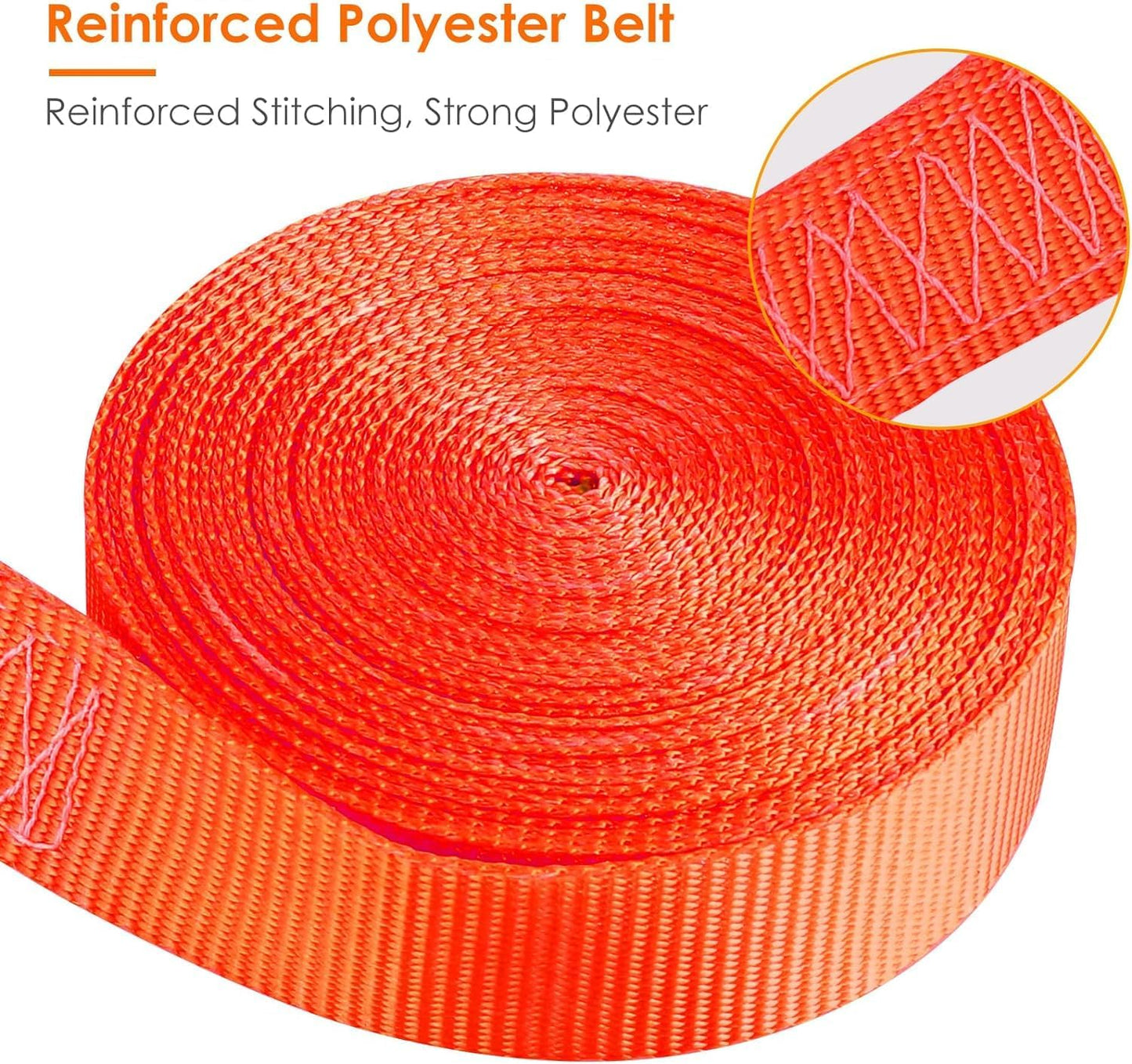 10 Pcs 1" X 20' Ratchet Staps, Luggage Tie down Strap, No Hook, Ratchet Strap Heavy Duty,1760 Break Strength Endless Ratchet Straps, Tie-Down Straps for Motorcycles, Trailer, Kayak, Orange