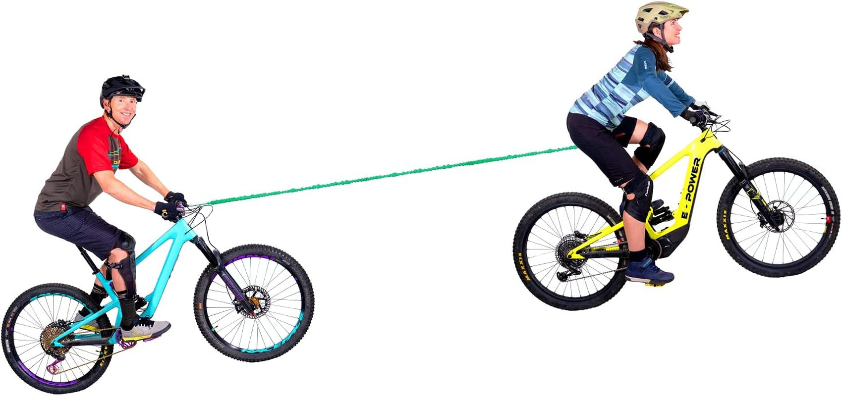 E-Bike/Adult Connect Bike Bungee Tow Rope | MTB & Cycling Stretch Pull Strap | Compatible with Any Bicycle | Ride Further (Adult Green) - Made in the USA