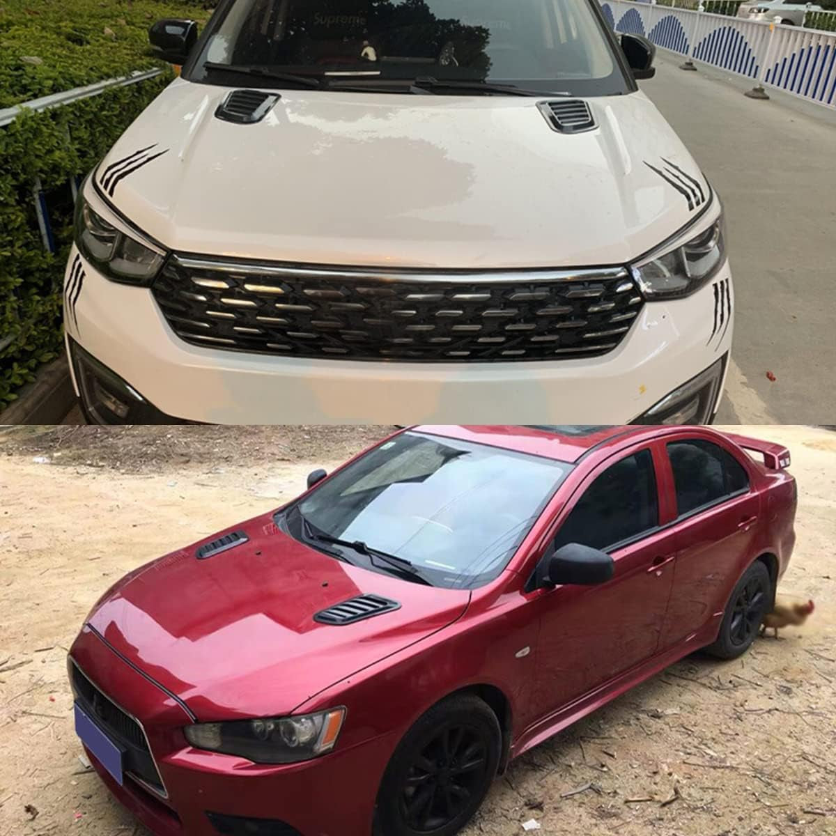 2PCS Universal Hood Air Vents for Car Hood Scoop, Bonnet Vent Hood Air Intake Trim Cover (Black)