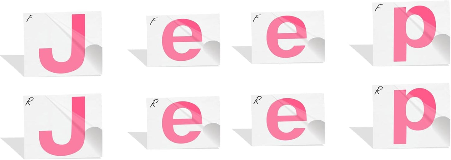 - 2018-2025 Jeep Compass MP - Jeep Front and Rear Emblem Overlay Decal Stickers - (Color: Hot Pink)