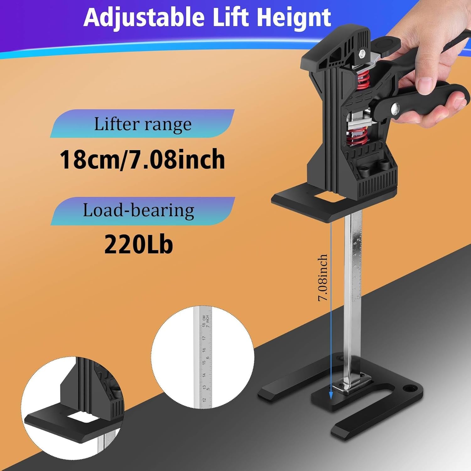 Labor Saving Arm Jack- Multifunctional Furniture Lifter Jacks,Easy Use Cabinets and Door Install Helper,All-Stainless Steel Lifting Jack