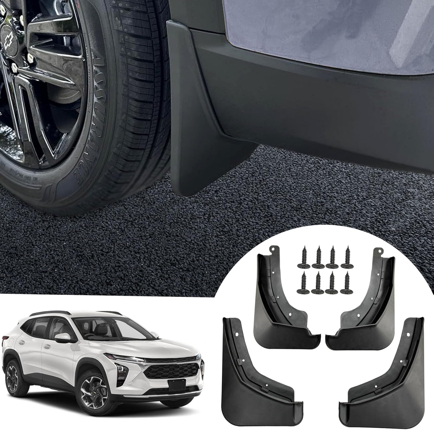 Mud Flaps Compatible with Chevrolet Trax 2024 2025 - Splash Guards Fender Guards for Chevy Trax Exterior Accessories 2024 2025 No Drill Splash Guards (4PCS)