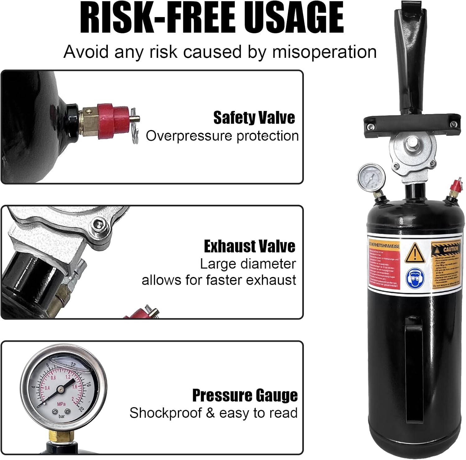Tire Bead Seater, 3Gal / 11.4L Air Bead Blaster Tire Inflator, Handheld Tire Air Blaster, Wheel Trigger Seating Tool Inflator for Tractor Truck ATV Car, 87-116 PSI Operating Pressure