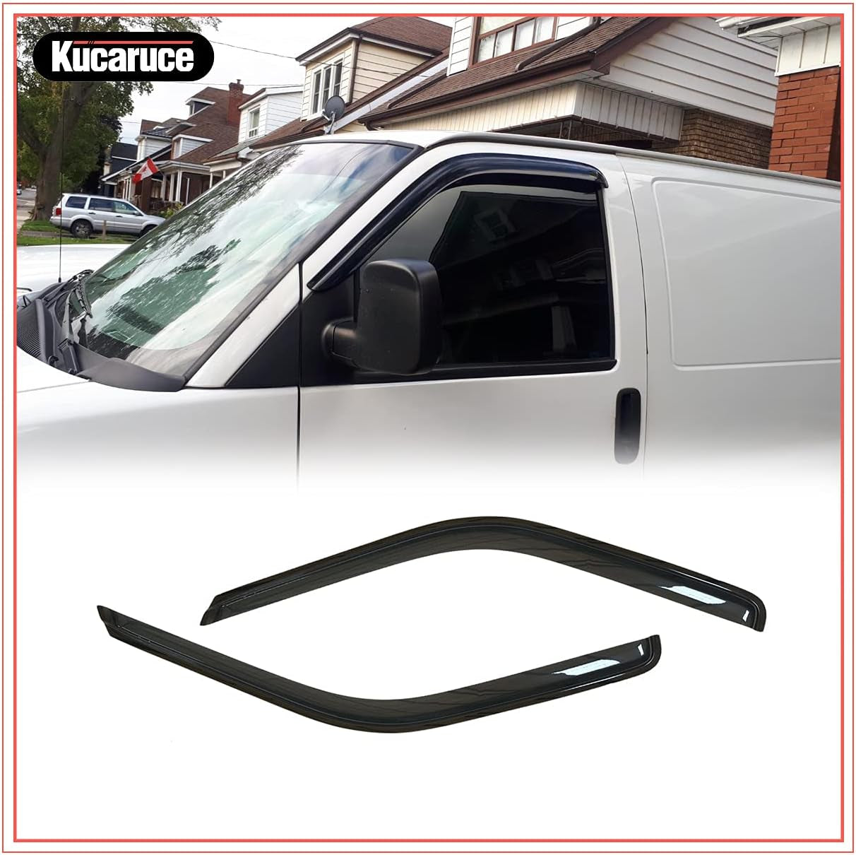 92455 Side Window Wind Vent Deflector, 2Pc Out-Channel Nice Rain Guards Set, Window Visor Fit for 96-20 Chevrolet Express/Gmc Savana 1500/2500/3500 Van,03-09 Kodiak/Topkick C4500/C5500