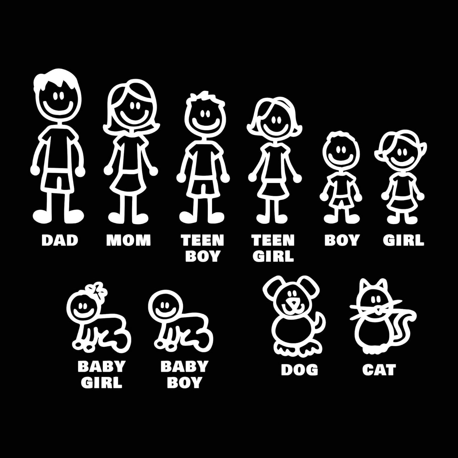 White Car Sticker I Love My Family Car Bling Stickers and Decals Pet Cat Dog Animal Decal for Car Window Phone Notebook Decorative Cars Walls Exterior Accessories