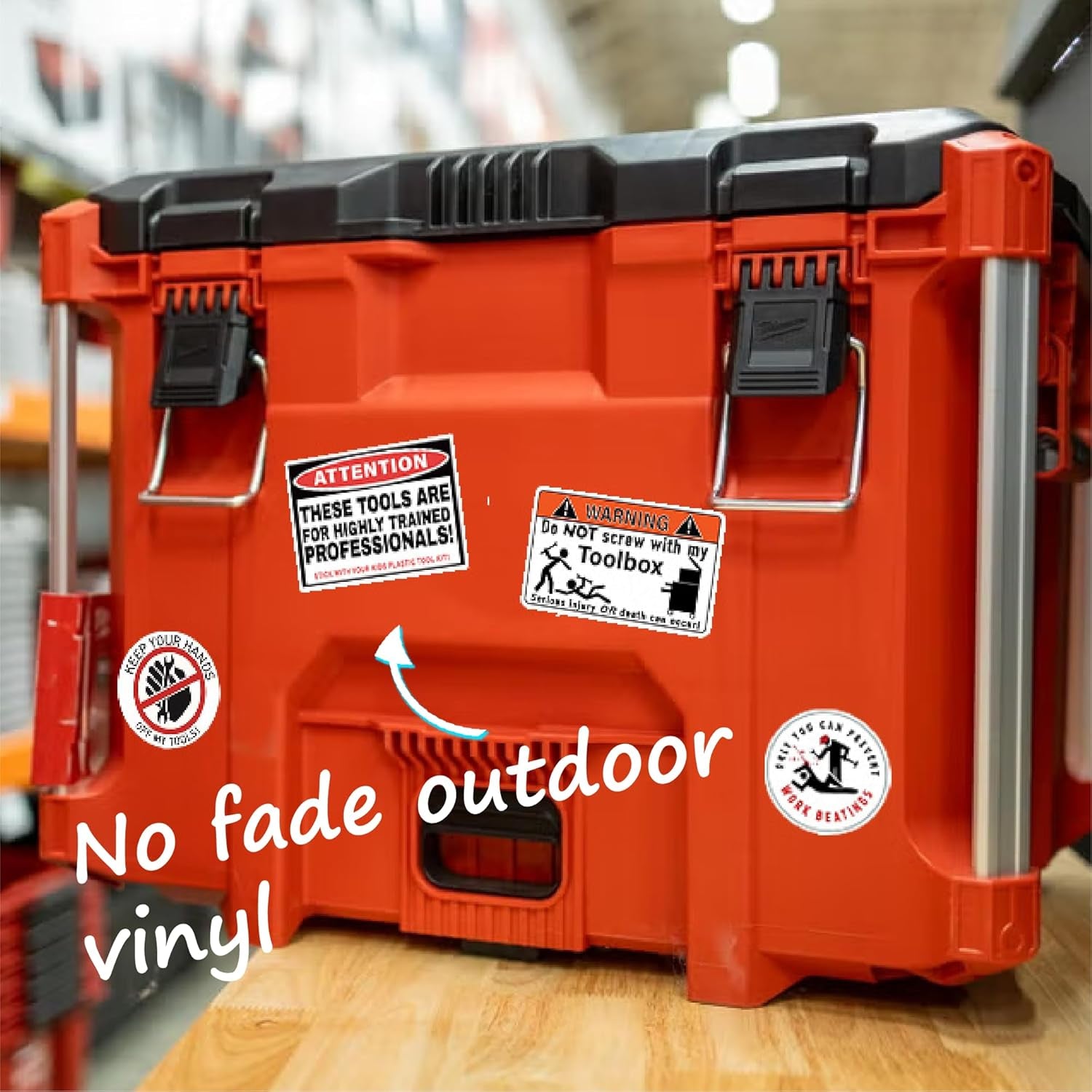 Funny Tool Box Stickers and Decals (8 Pack) - Strong Adhesive Waterproof Funnytool Warning Stickers - No Fade, Used for Tool Box, Helmet, Hard Hat, Laptop, Water Bottle