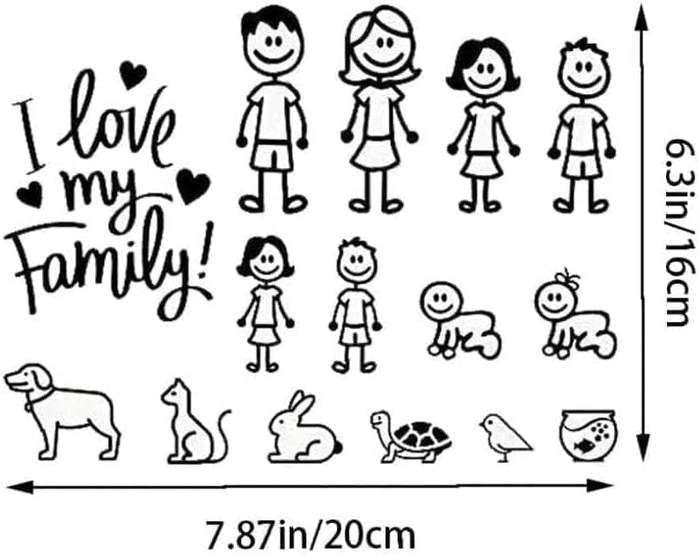 White Car Sticker I Love My Family Car Bling Stickers and Decals Pet Cat Dog Animal Decal for Car Window Phone Notebook Decorative Cars Walls Exterior Accessories