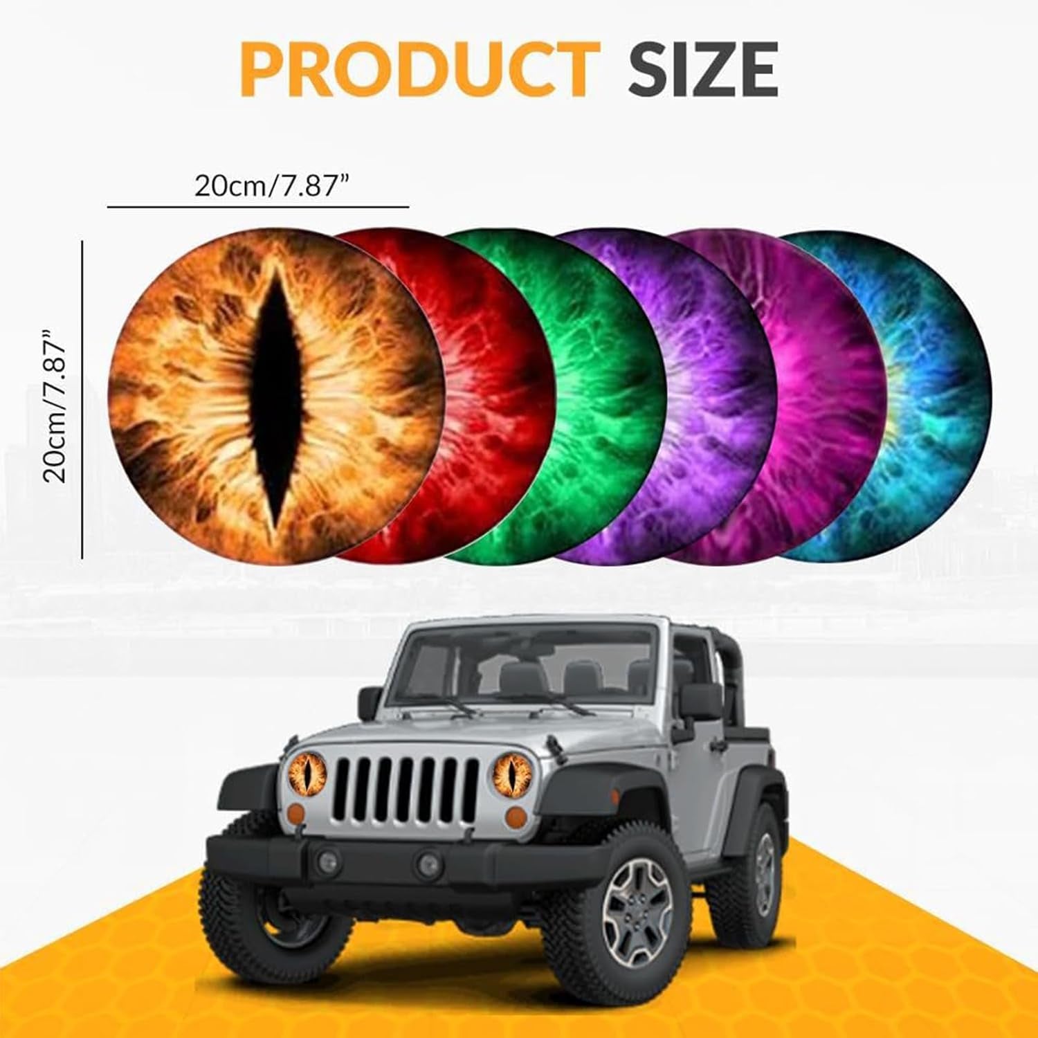 Beast Eyes Headlight Decals Pair, Eyes Decal for Jeep Headlights, round Headlight Decal,3D Stereo Eyes Headlight Decal Stickers, Funny Decals for Truck Car Body Window Bumper Decoration (#04)