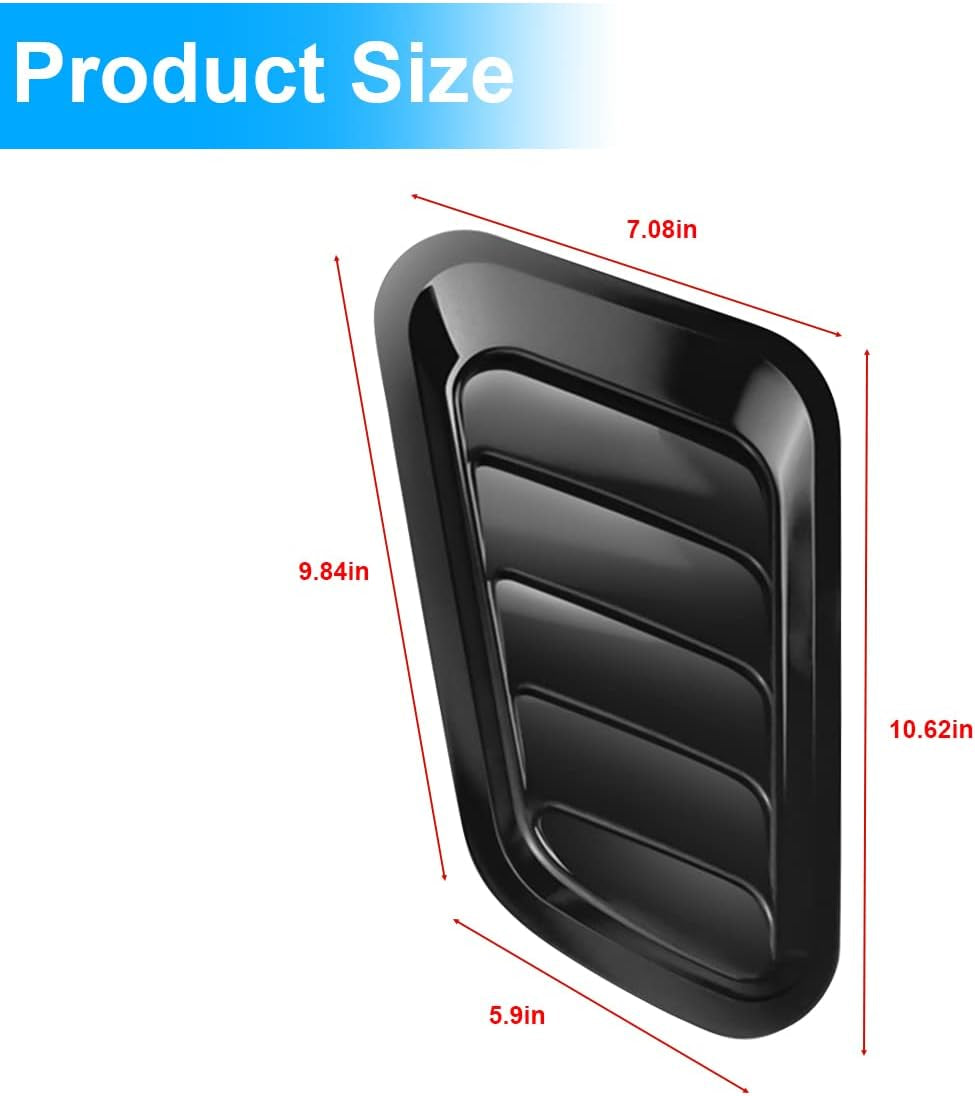 2PCS Universal Hood Air Vents for Car Hood Scoop, Bonnet Vent Hood Air Intake Trim Cover (Black)