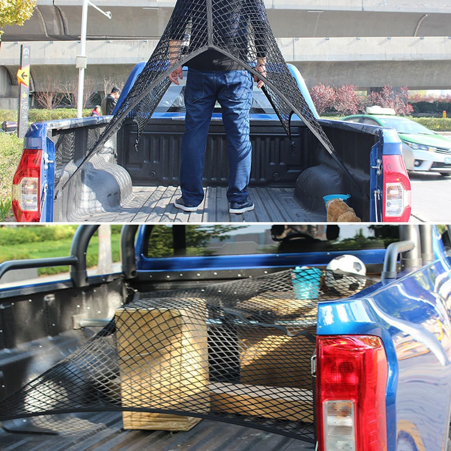 4'X4' High Elastic Truck Bed Cargo Net Stretch to 7' X 7' Bungee Cargo Net, Simple Truck Bed Cargo Mesh Organizer, Suitable for Daily Light Loads of Trucks -Single Layer
